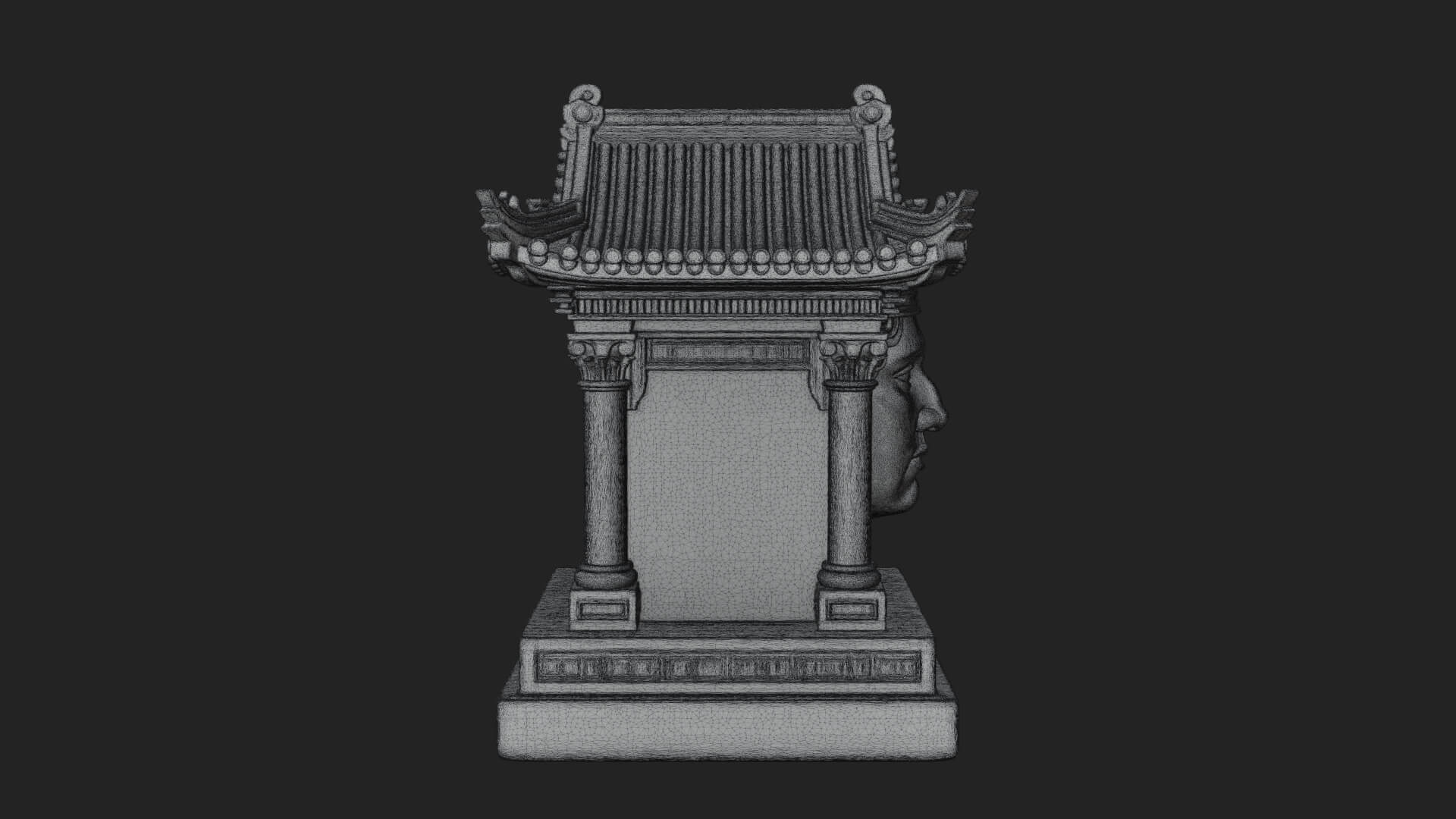 Face Carved Column Capital Design 2 3D Print Model 3D Model