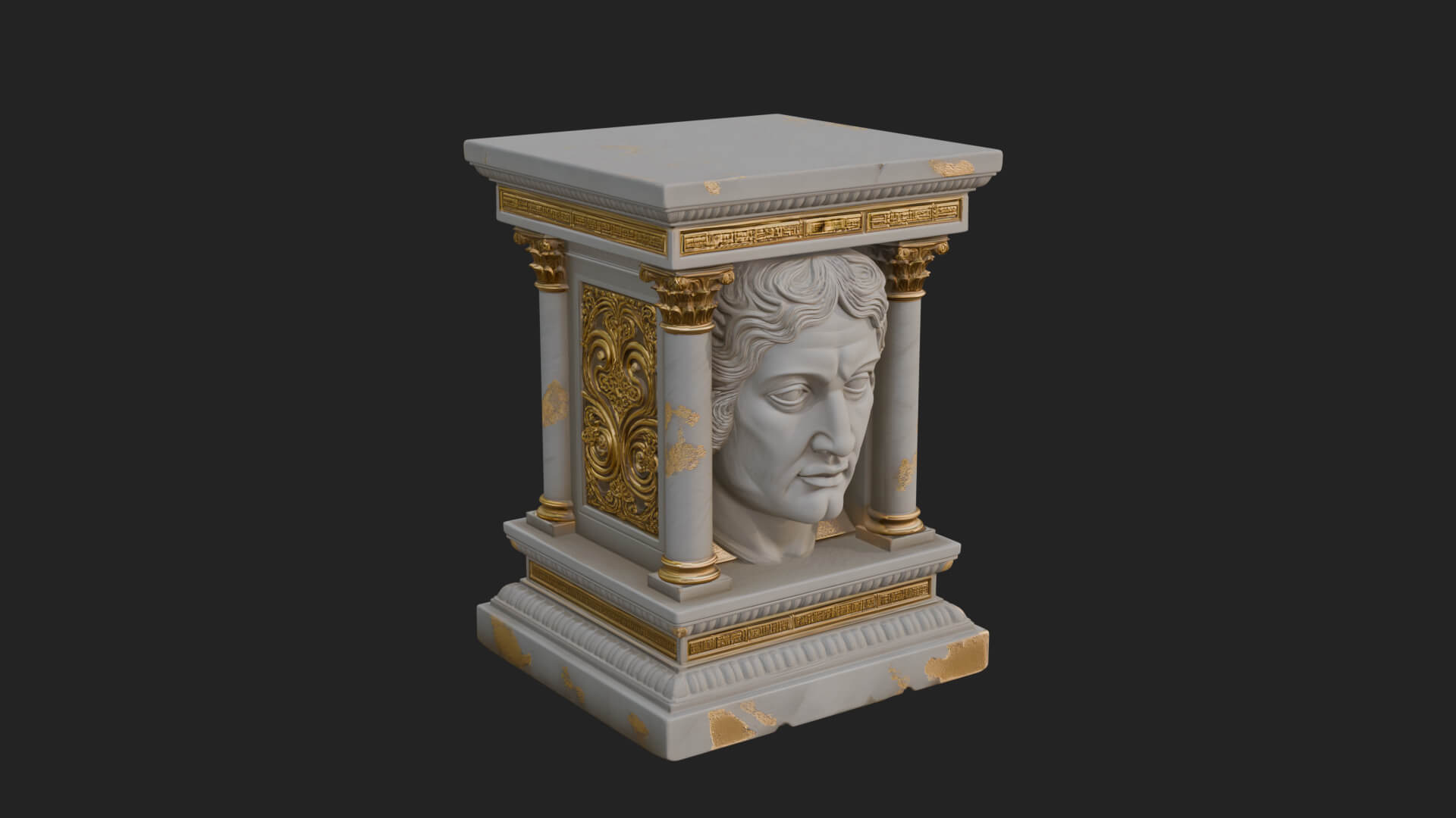 Face Carved Column Capital Design 3 3D Print Model 3D Model