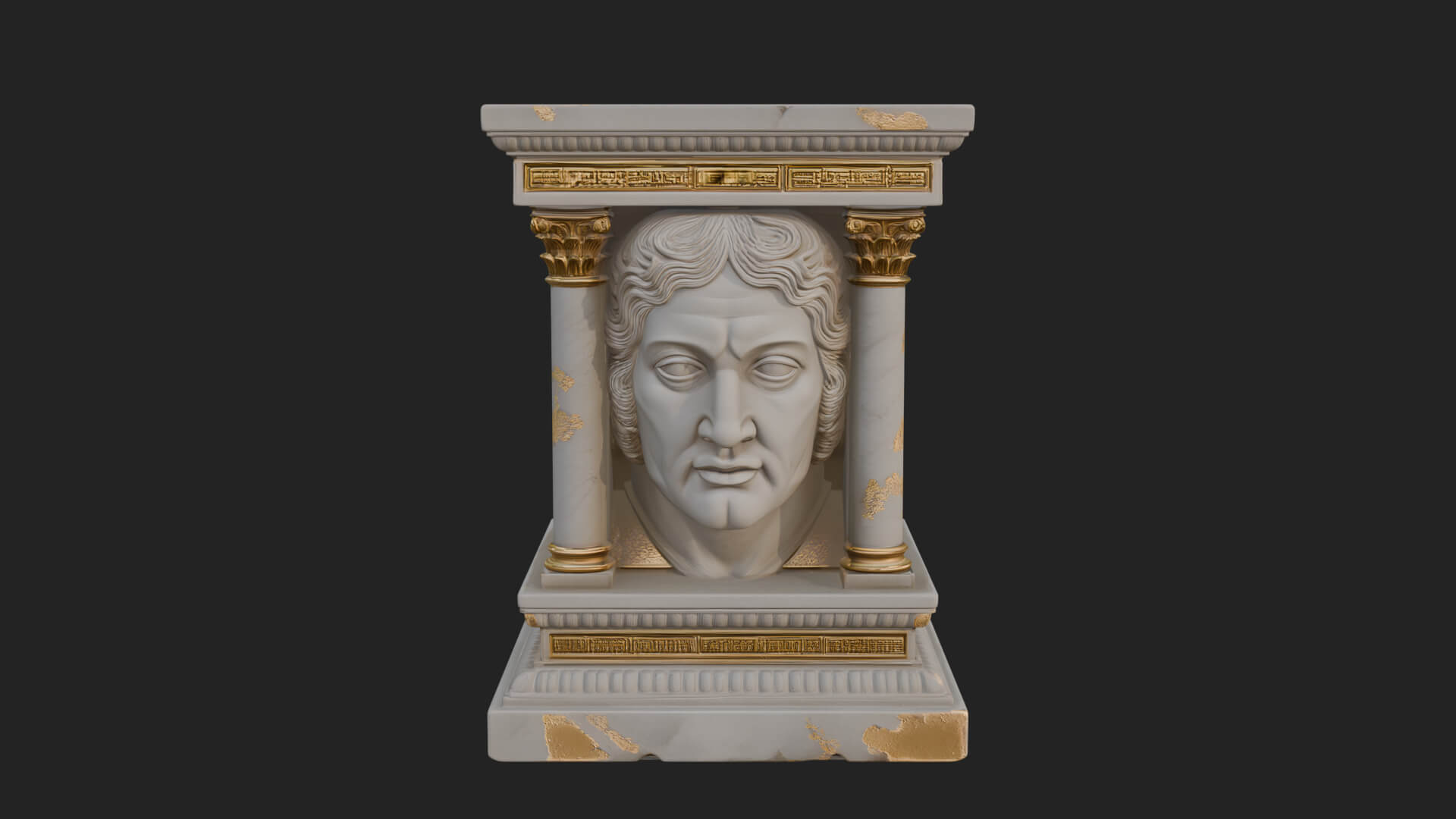 Face Carved Column Capital Design 3 3D Print Model 3D Model
