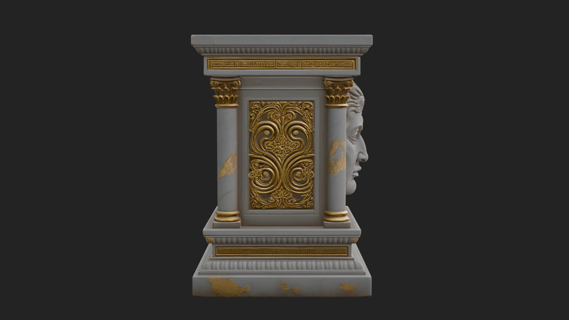 Face Carved Column Capital Design 3 3D Print Model 3D Model