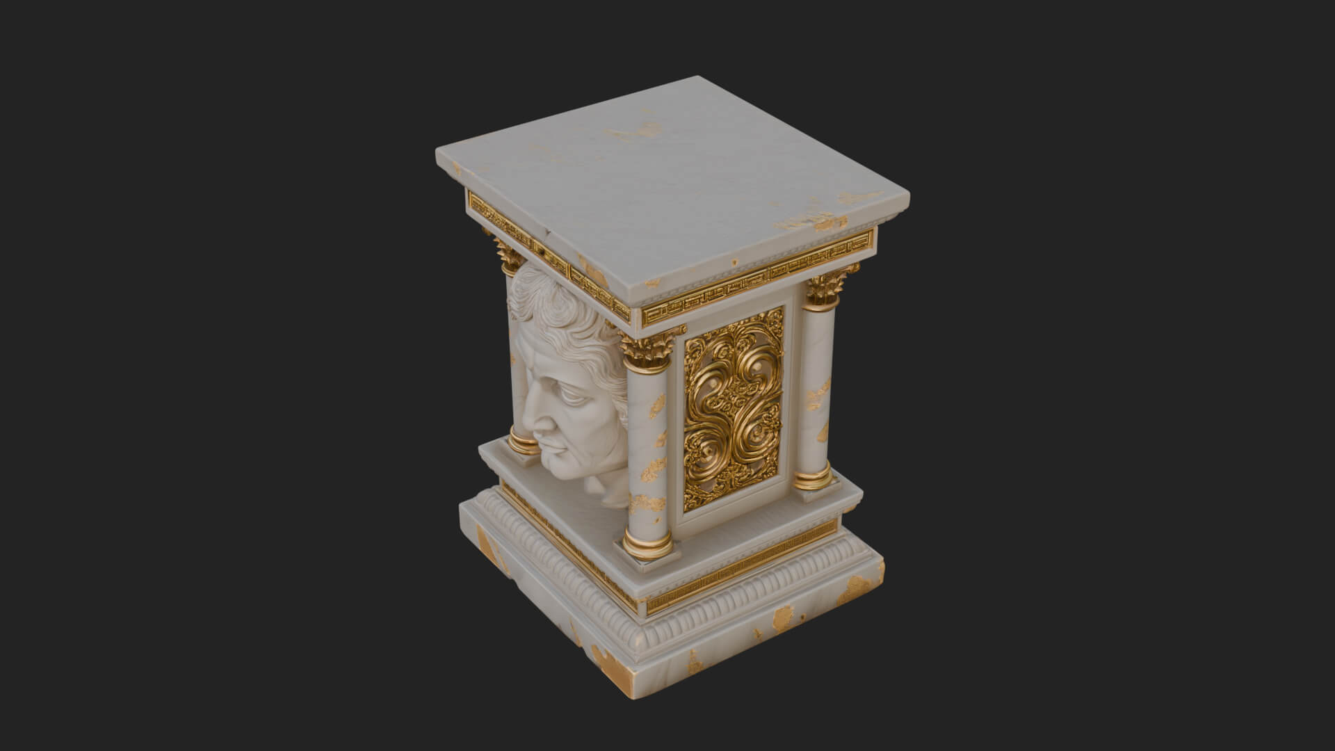 Face Carved Column Capital Design 3 3D Print Model 3D Model