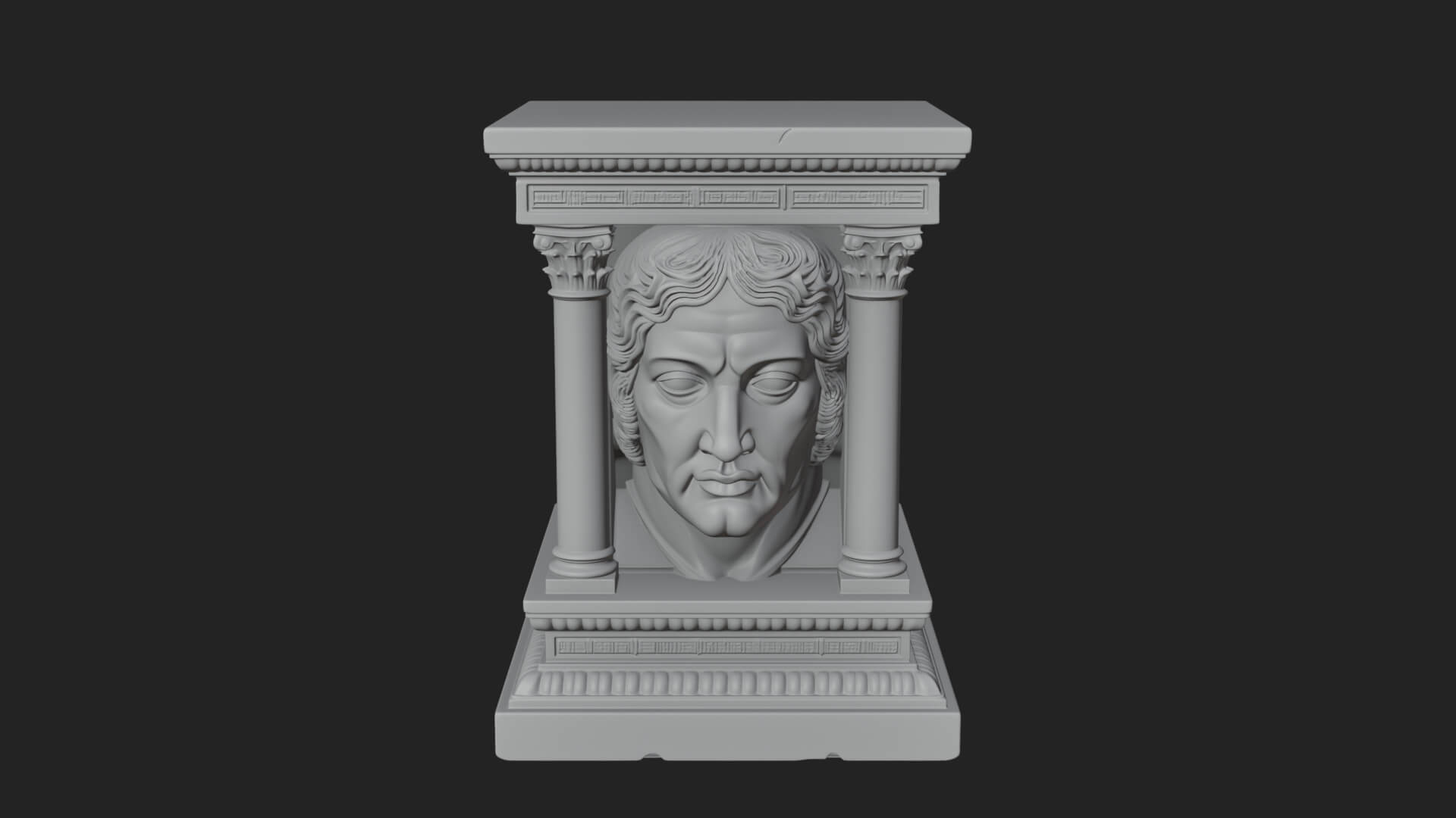 Face Carved Column Capital Design 3 3D Print Model 3D Model