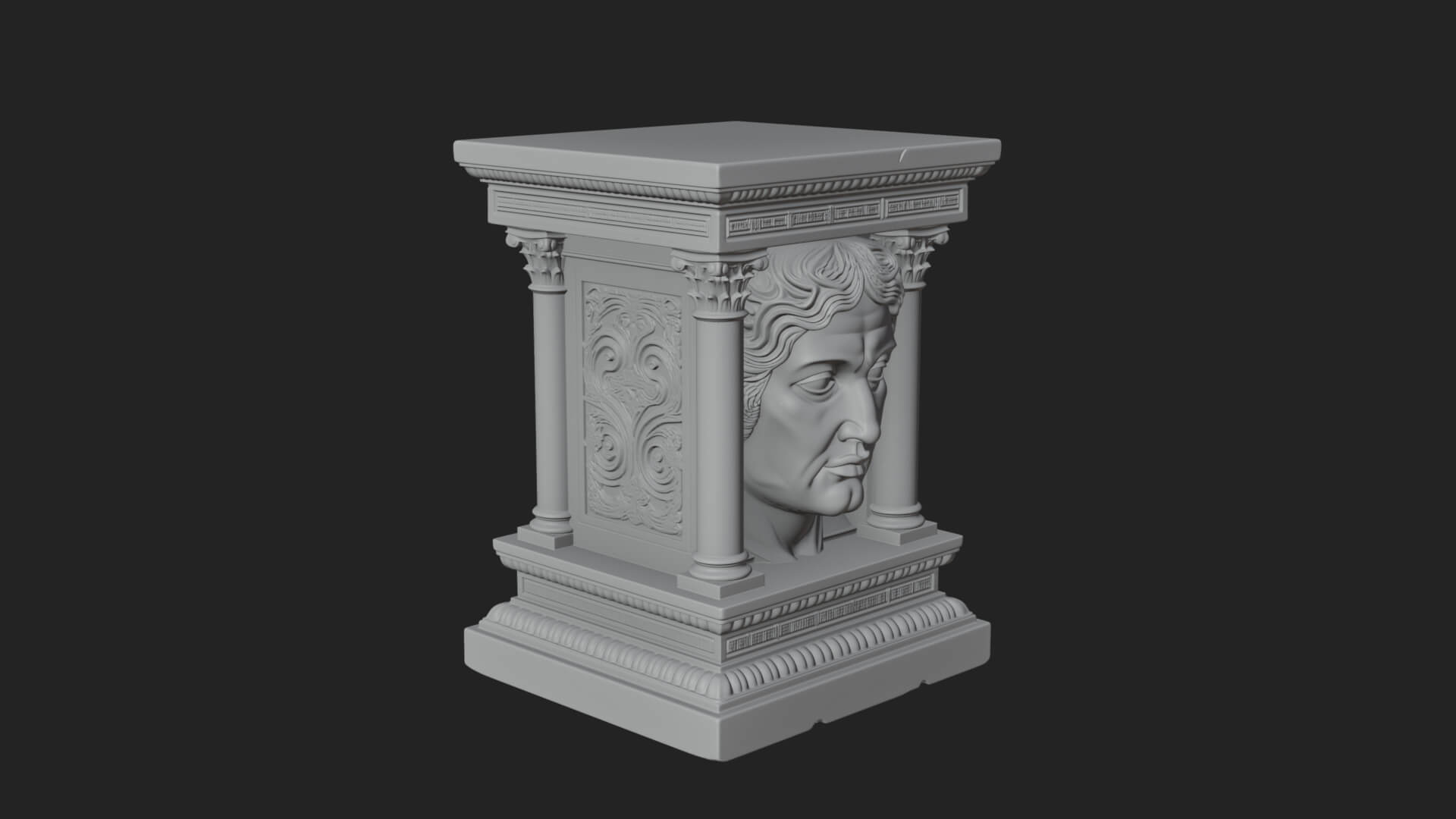 Face Carved Column Capital Design 3 3D Print Model 3D Model