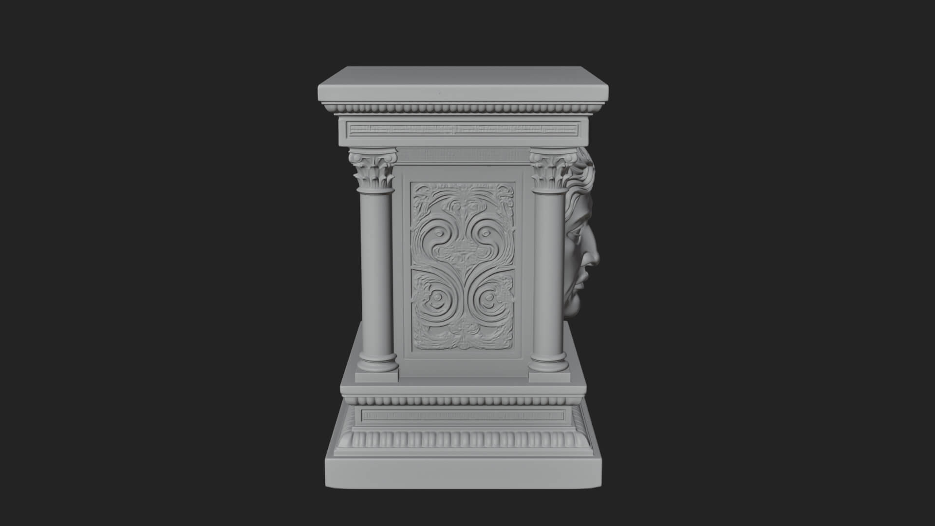 Face Carved Column Capital Design 3 3D Print Model 3D Model