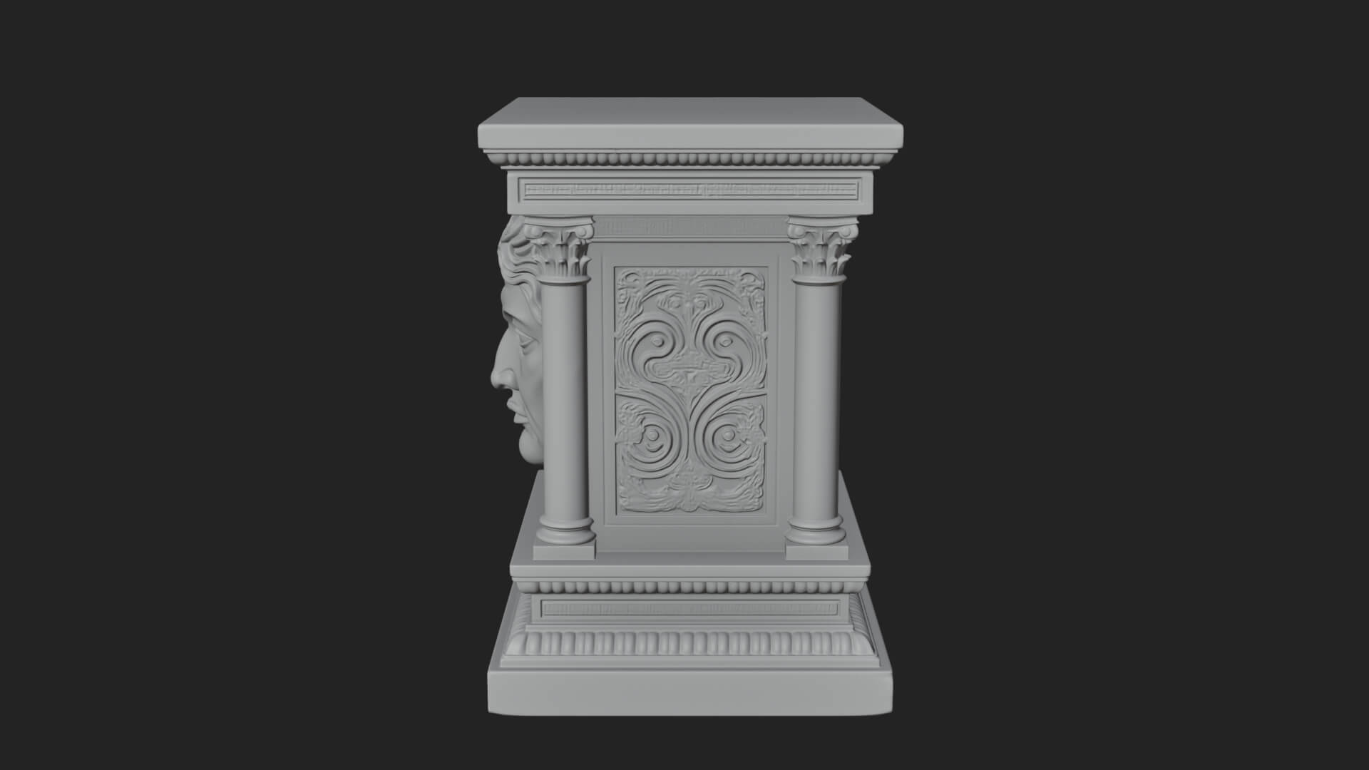 Face Carved Column Capital Design 3 3D Print Model 3D Model