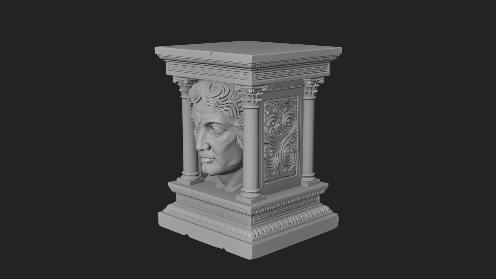 Face Carved Column Capital Design 3 3D Print Model 3D Model