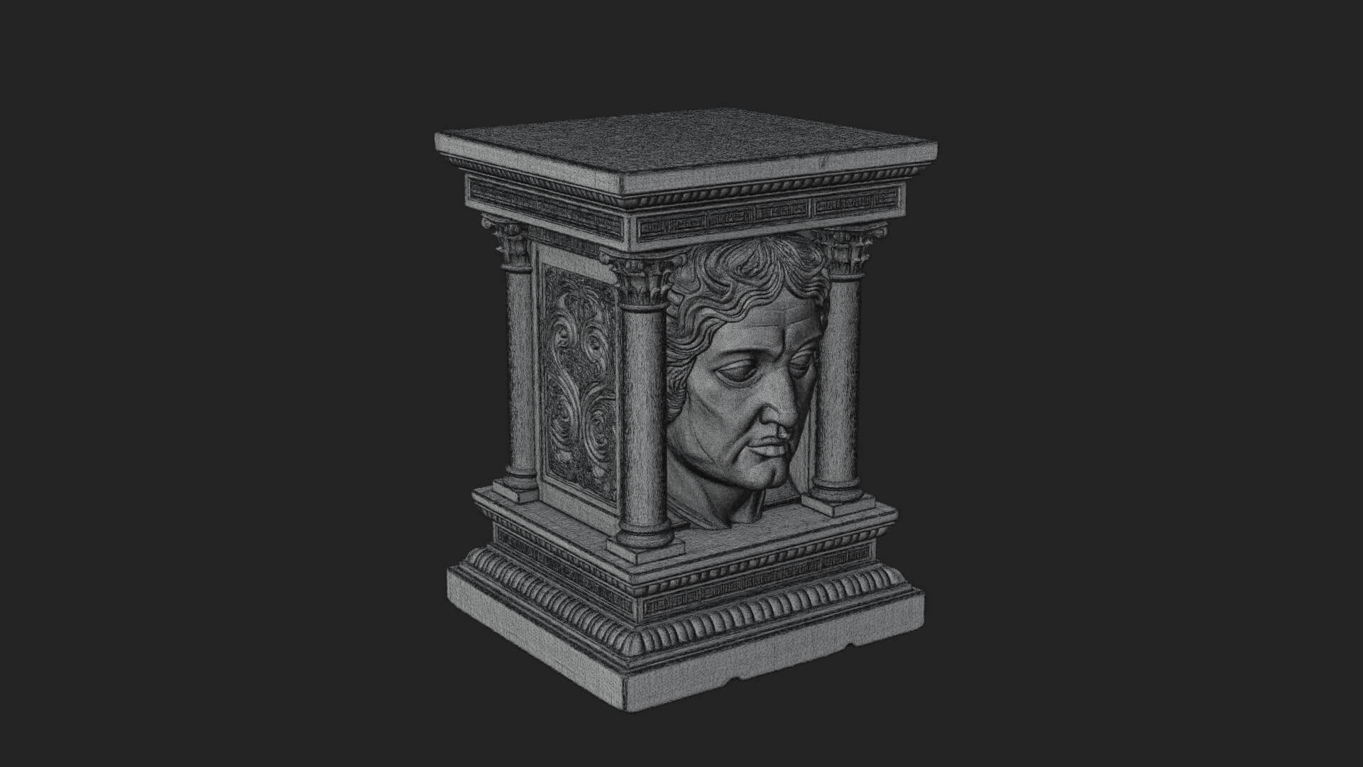 Face Carved Column Capital Design 3 3D Print Model 3D Model