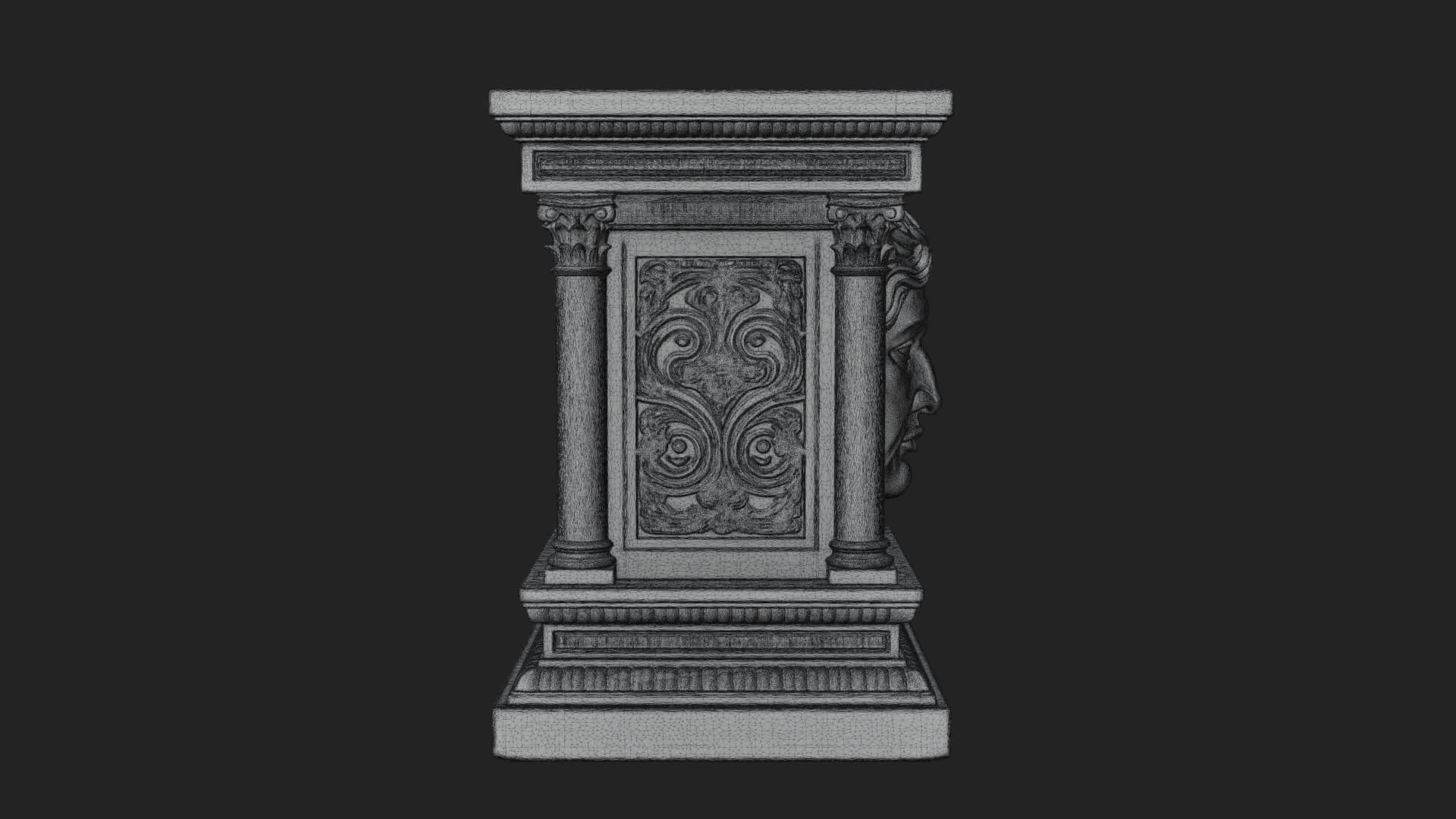 Face Carved Column Capital Design 3 3D Print Model 3D Model