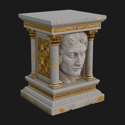 Face Carved Column Capital Design 3 3D Print Model