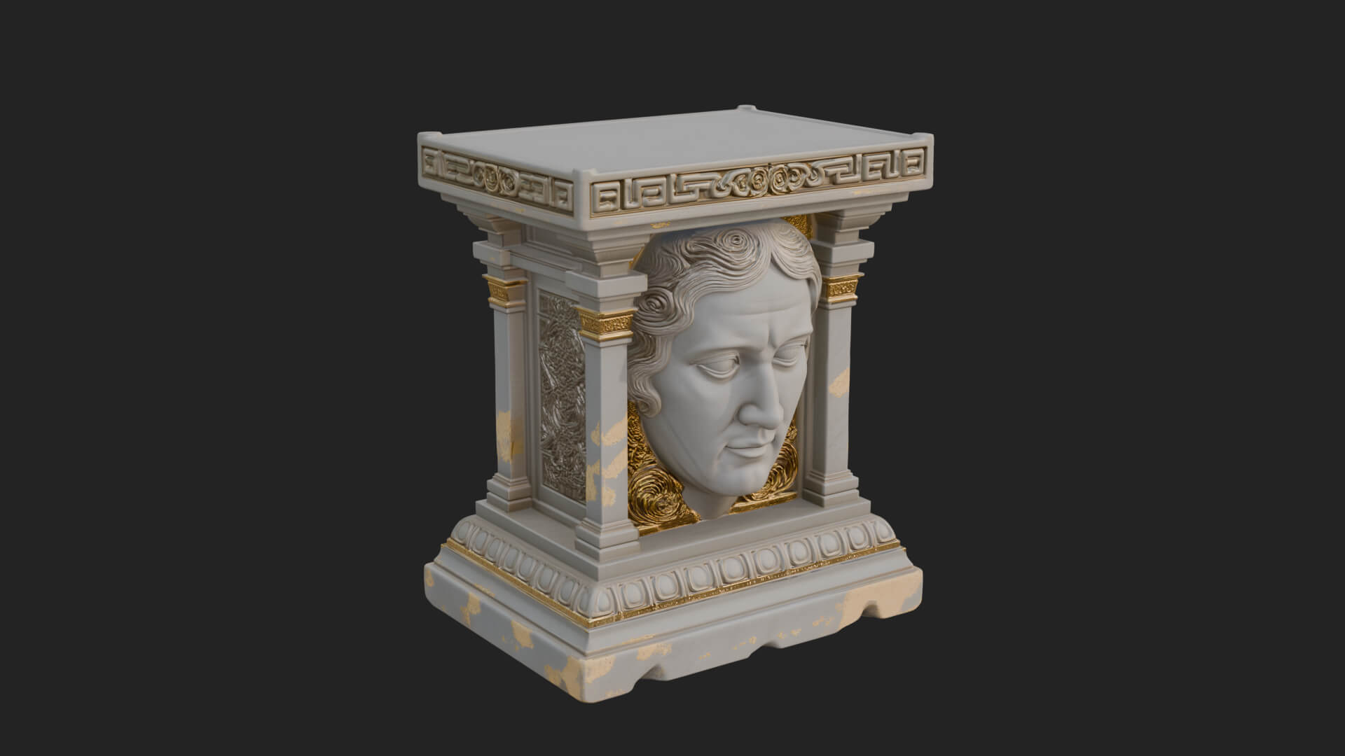 Face Carved Column Capital Design 4 3D Print Model 3D Model
