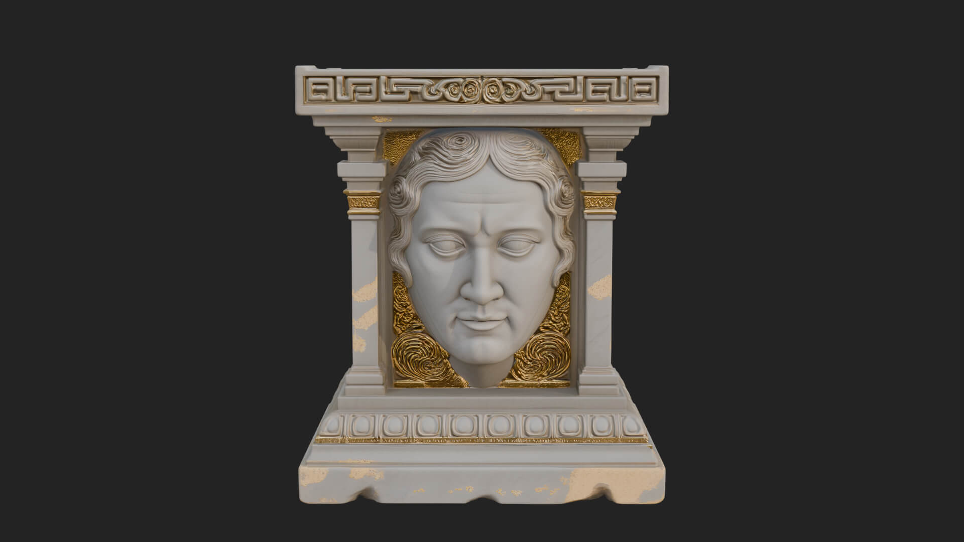 Face Carved Column Capital Design 4 3D Print Model 3D Model
