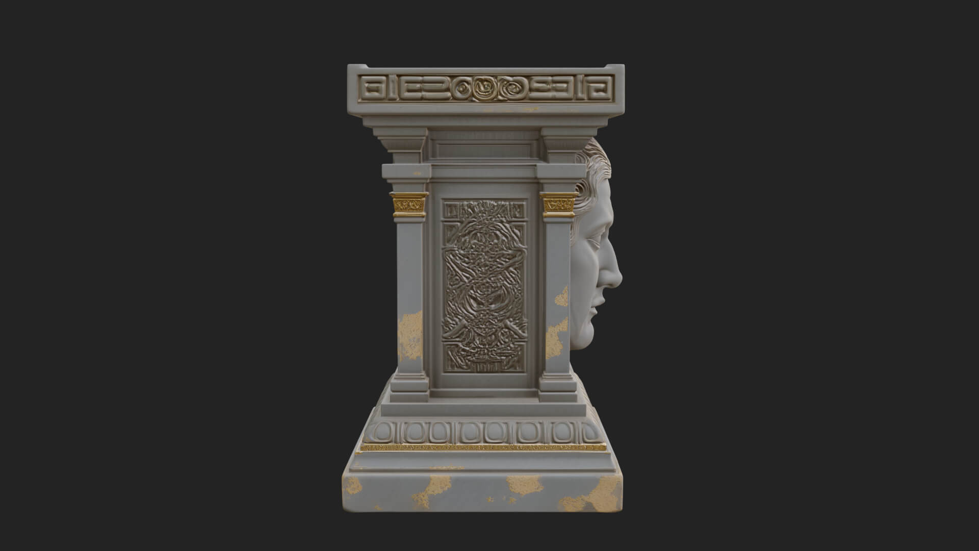 Face Carved Column Capital Design 4 3D Print Model 3D Model