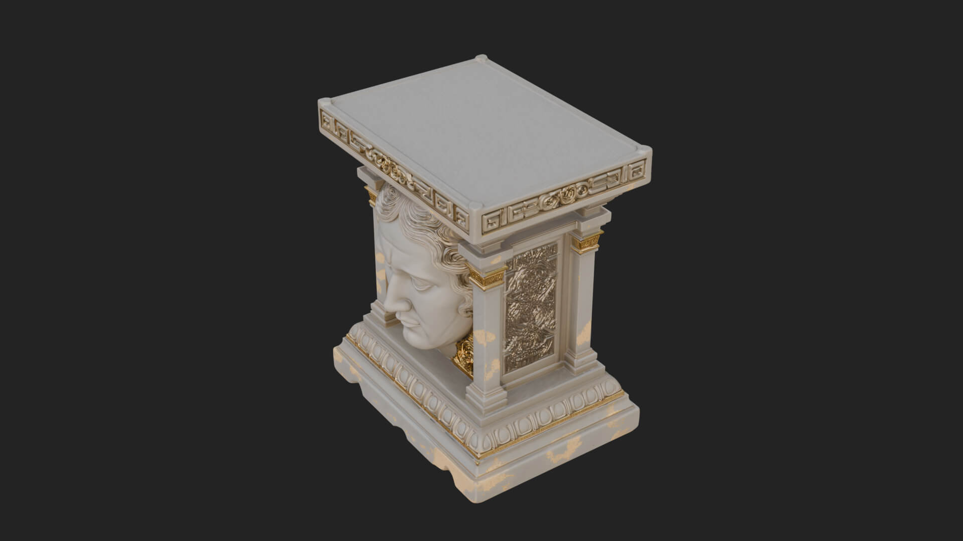 Face Carved Column Capital Design 4 3D Print Model 3D Model