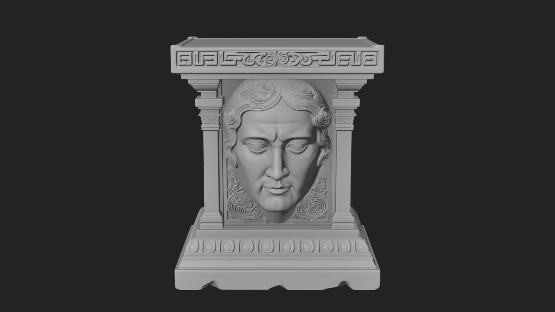 Face Carved Column Capital Design 4 3D Print Model 3D Model