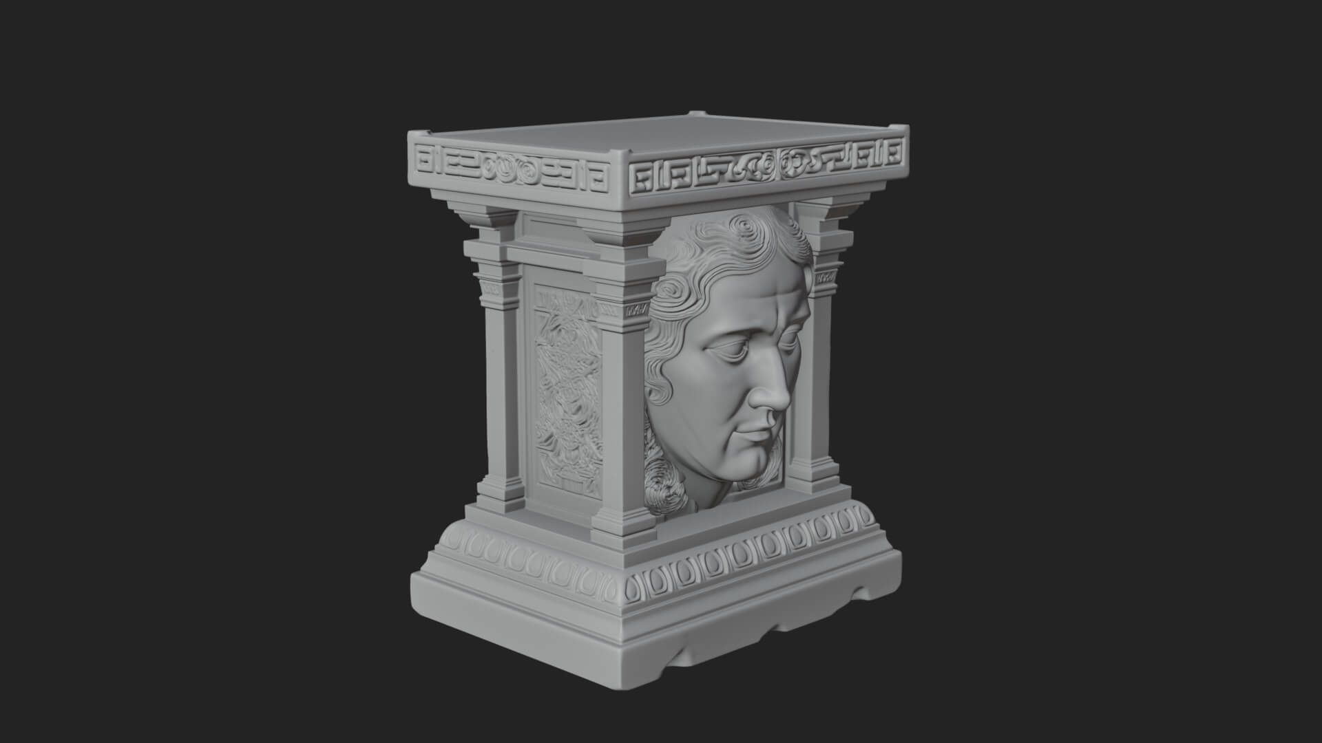 Face Carved Column Capital Design 4 3D Print Model 3D Model