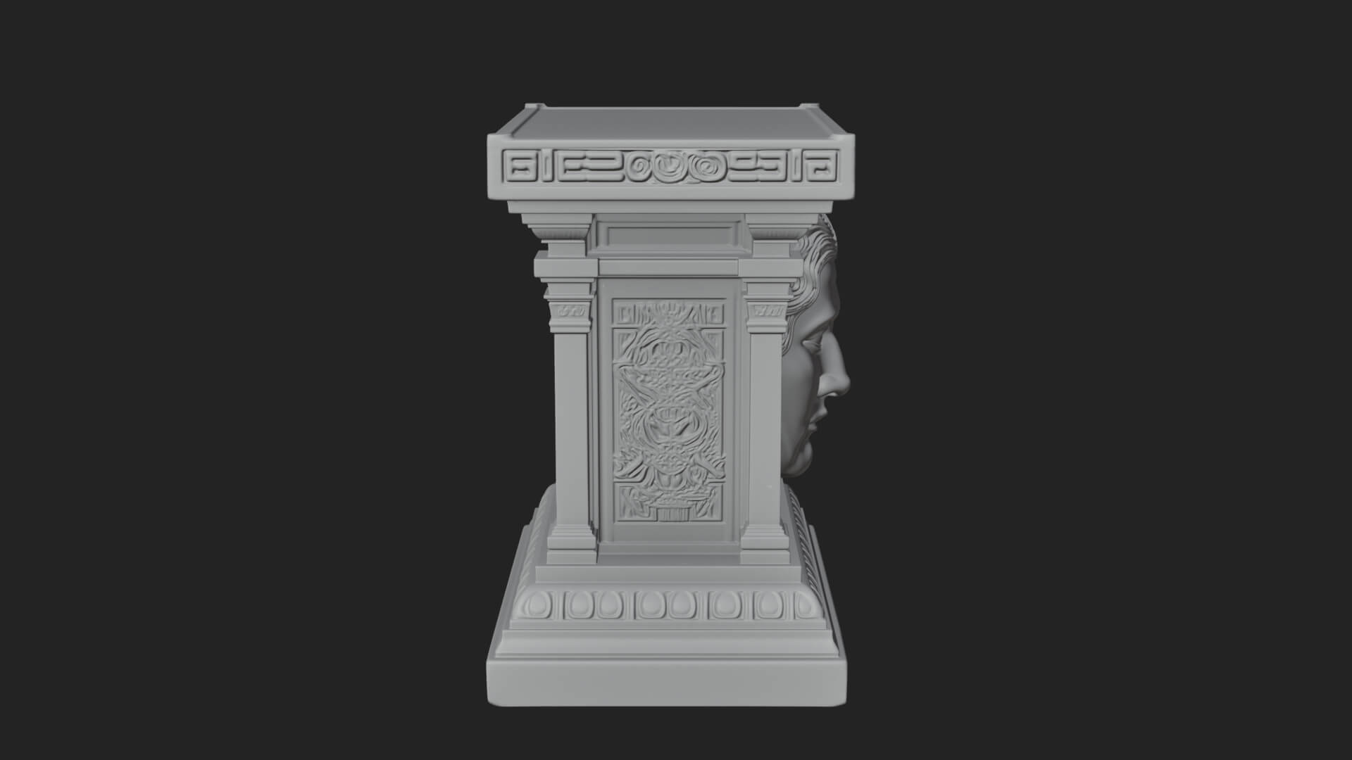 Face Carved Column Capital Design 4 3D Print Model 3D Model