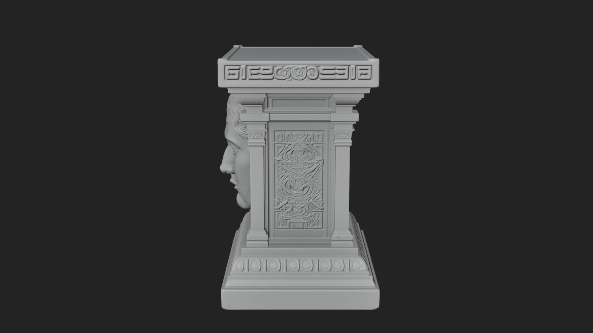 Face Carved Column Capital Design 4 3D Print Model 3D Model