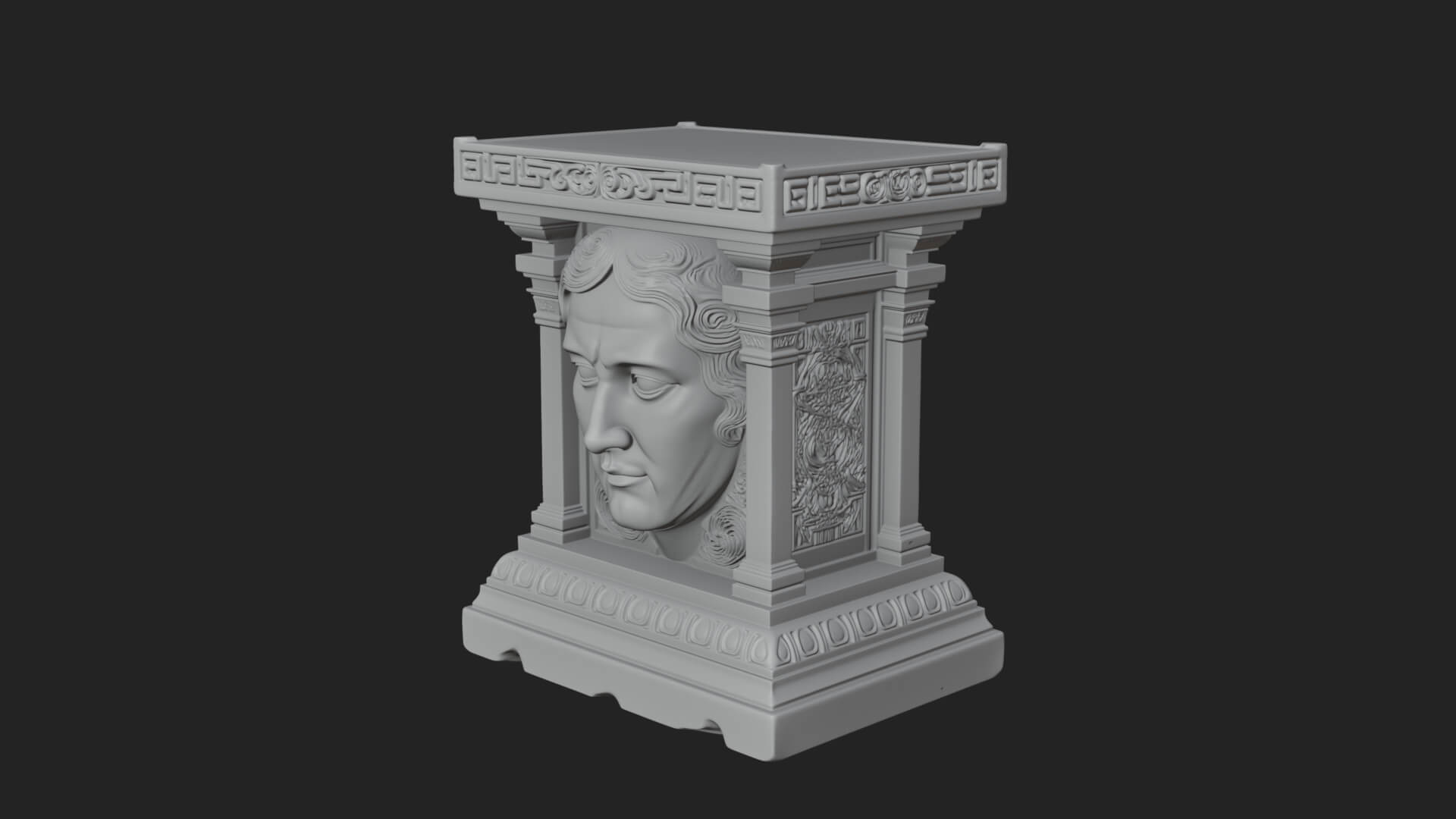Face Carved Column Capital Design 4 3D Print Model 3D Model