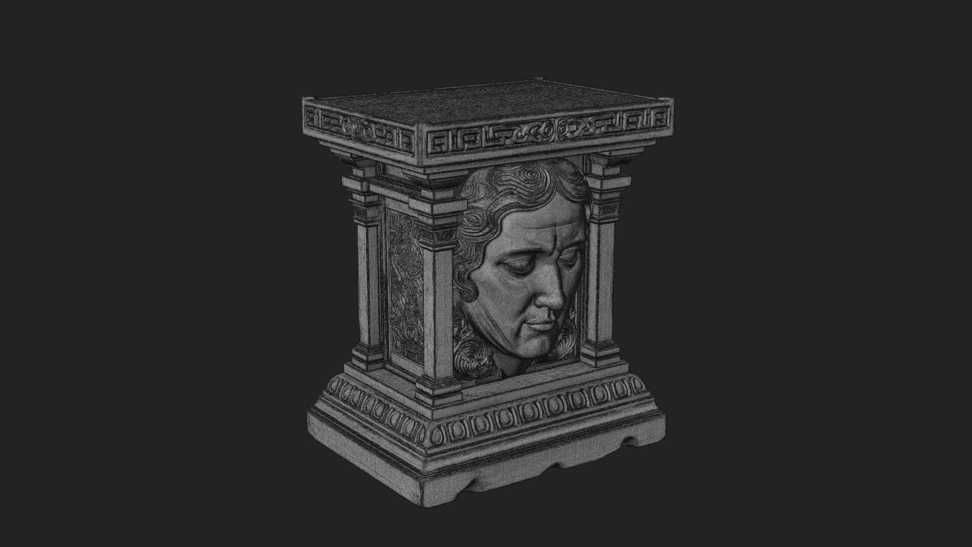 Face Carved Column Capital Design 4 3D Print Model 3D Model