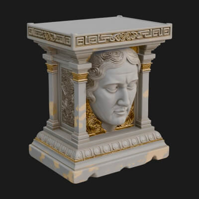 Face Carved Column Capital Design 4 3D Print Model
