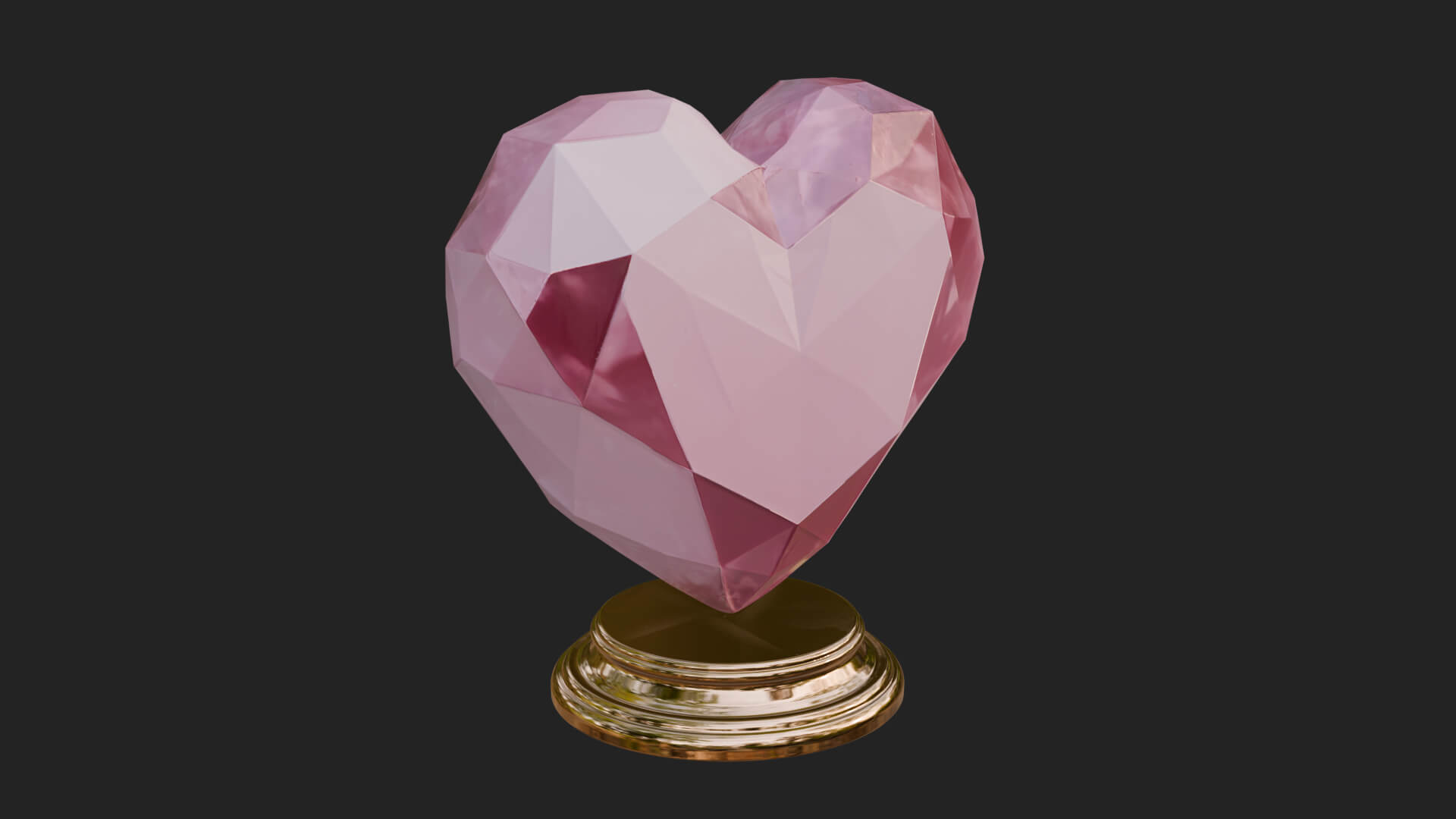 Faceted Crystal Heart Statue Design 1 3D Print Model 3D Model
