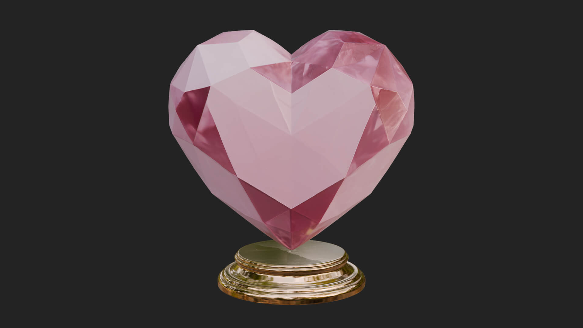 Faceted Crystal Heart Statue Design 1 3D Print Model 3D Model