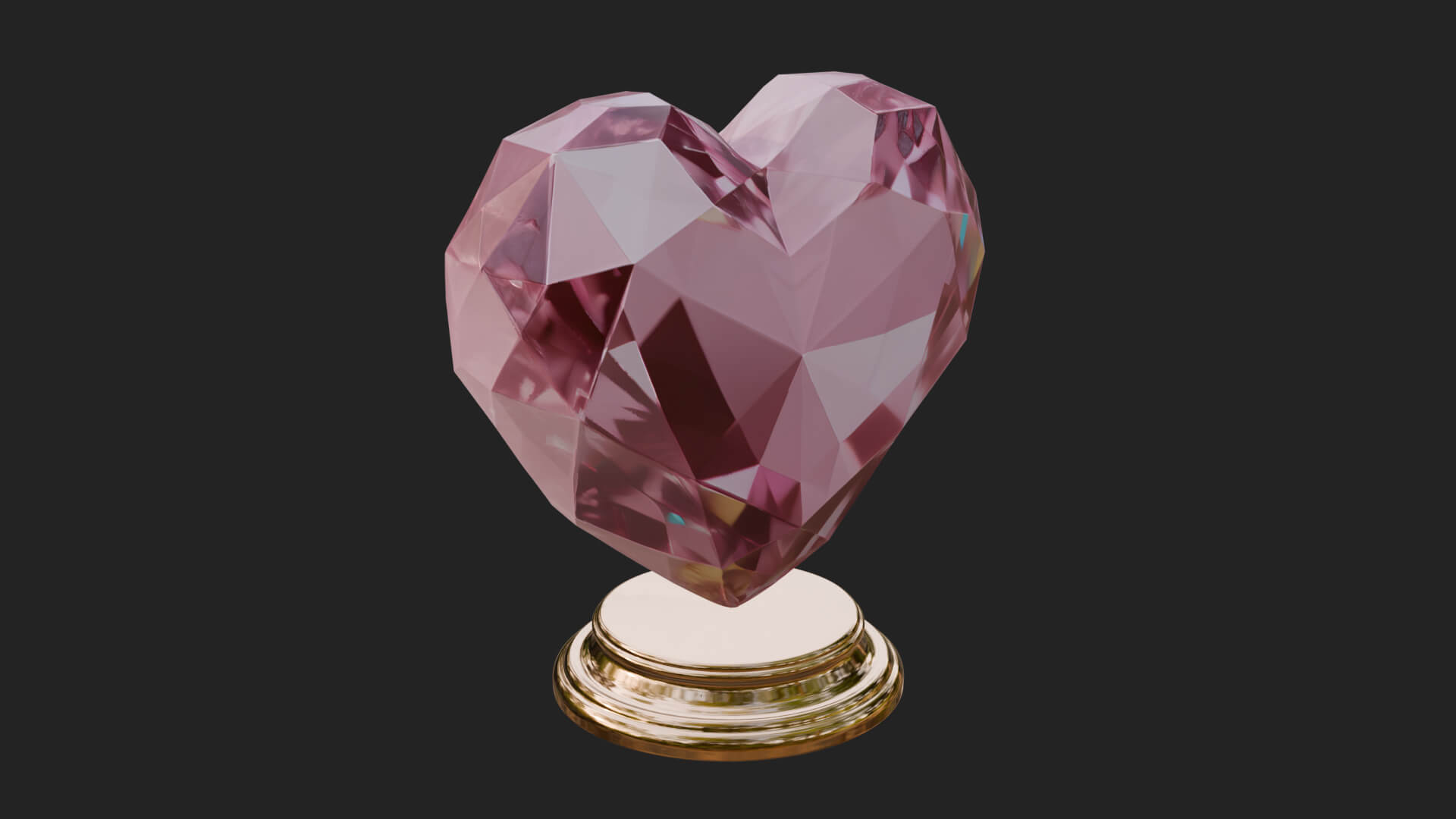 Faceted Crystal Heart Statue Design 1 3D Print Model 3D Model