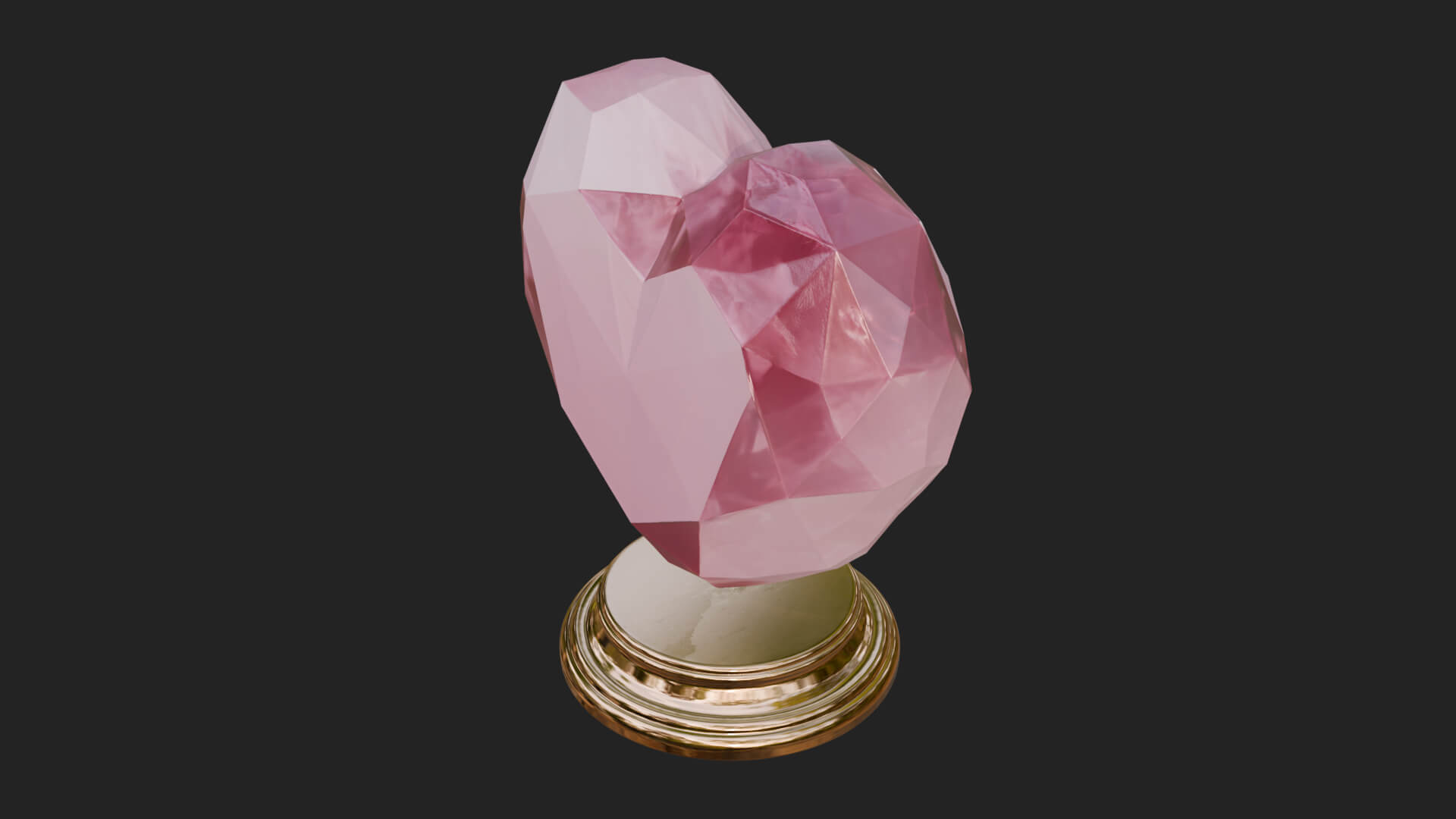 Faceted Crystal Heart Statue Design 1 3D Print Model 3D Model