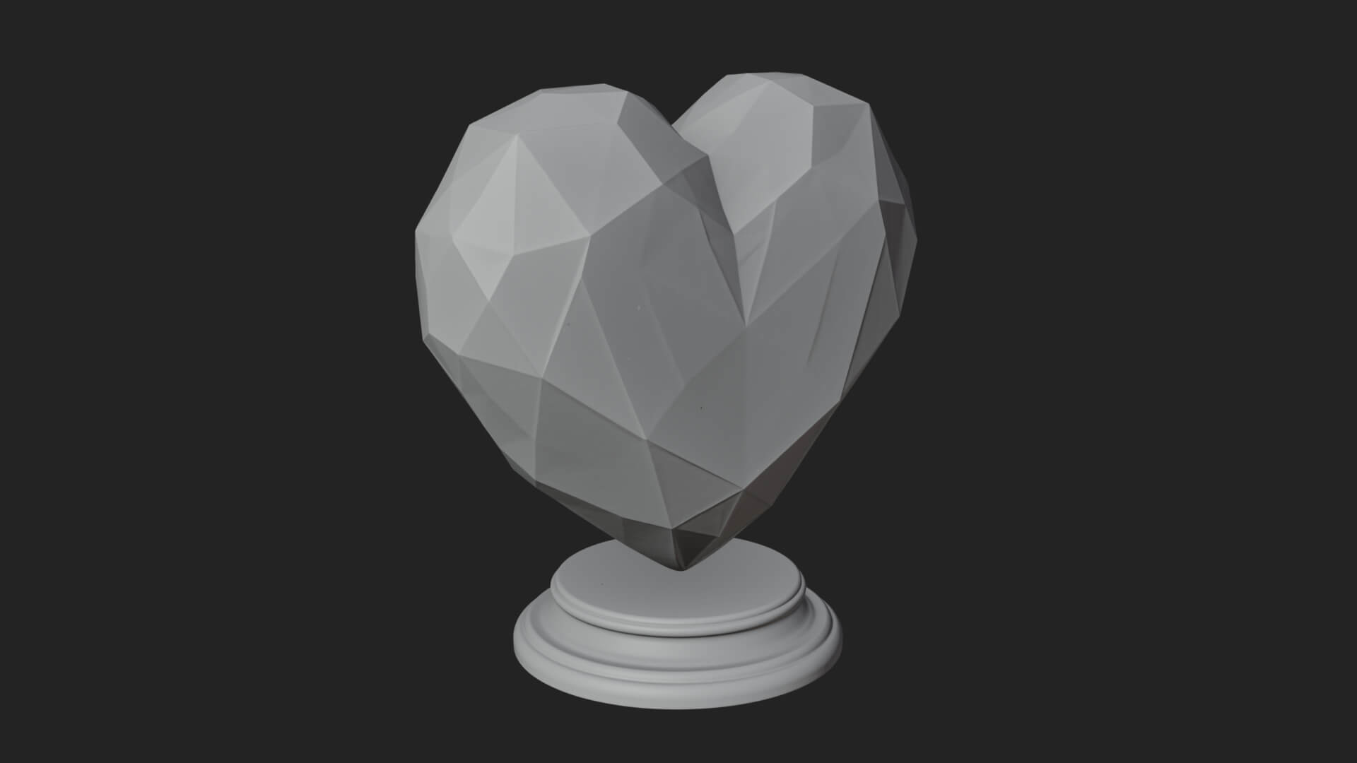 Faceted Crystal Heart Statue Design 1 3D Print Model 3D Model