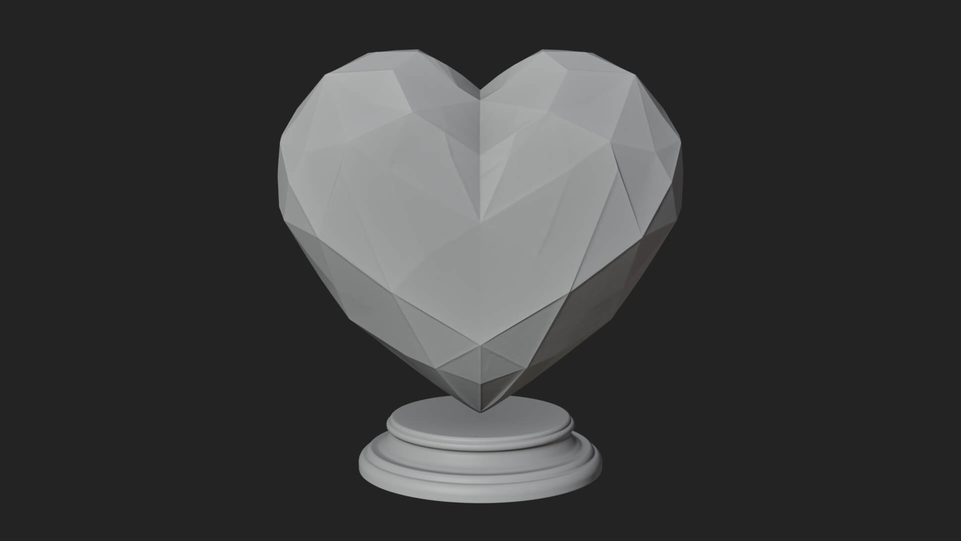 Faceted Crystal Heart Statue Design 1 3D Print Model 3D Model