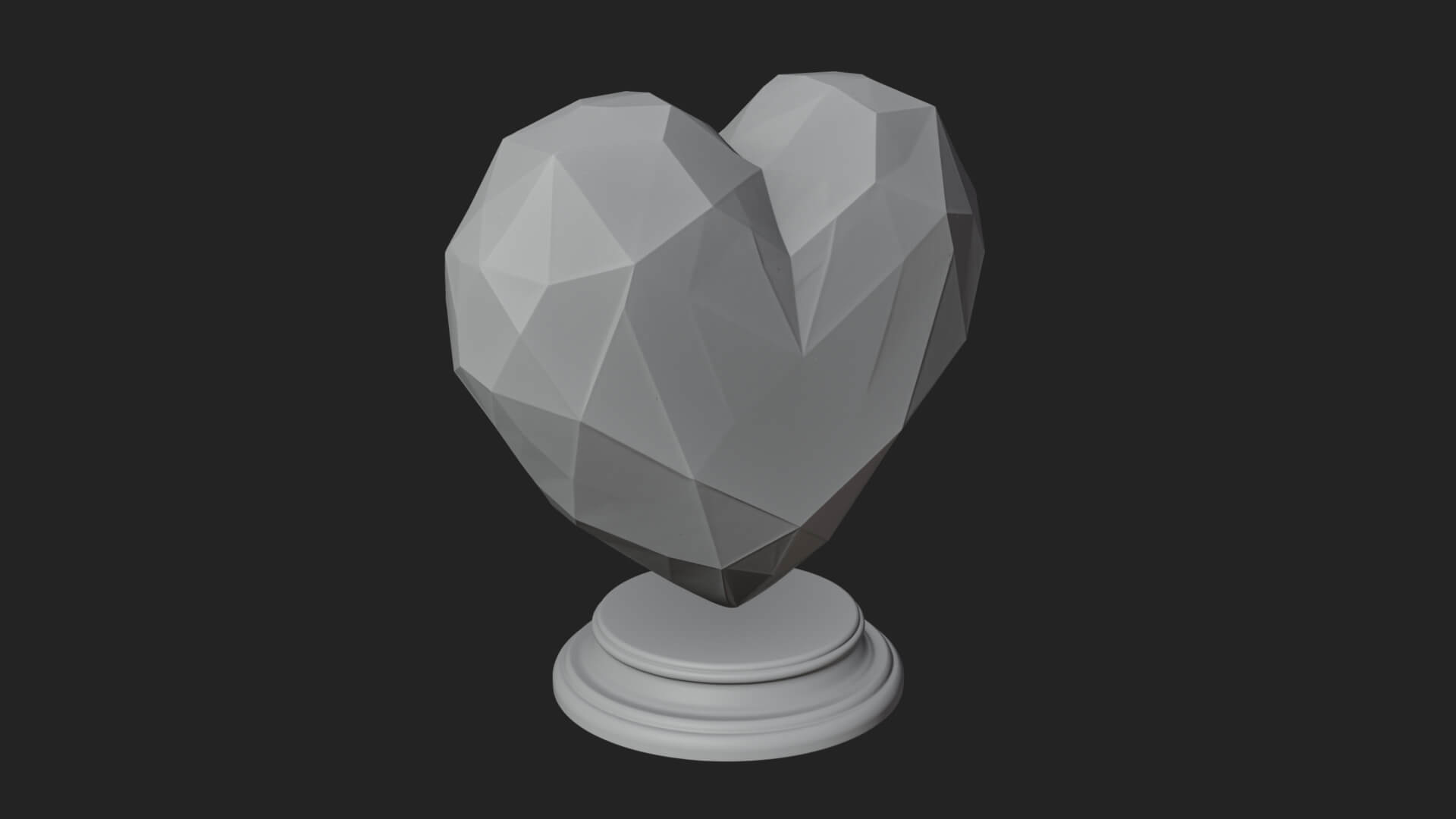 Faceted Crystal Heart Statue Design 1 3D Print Model 3D Model
