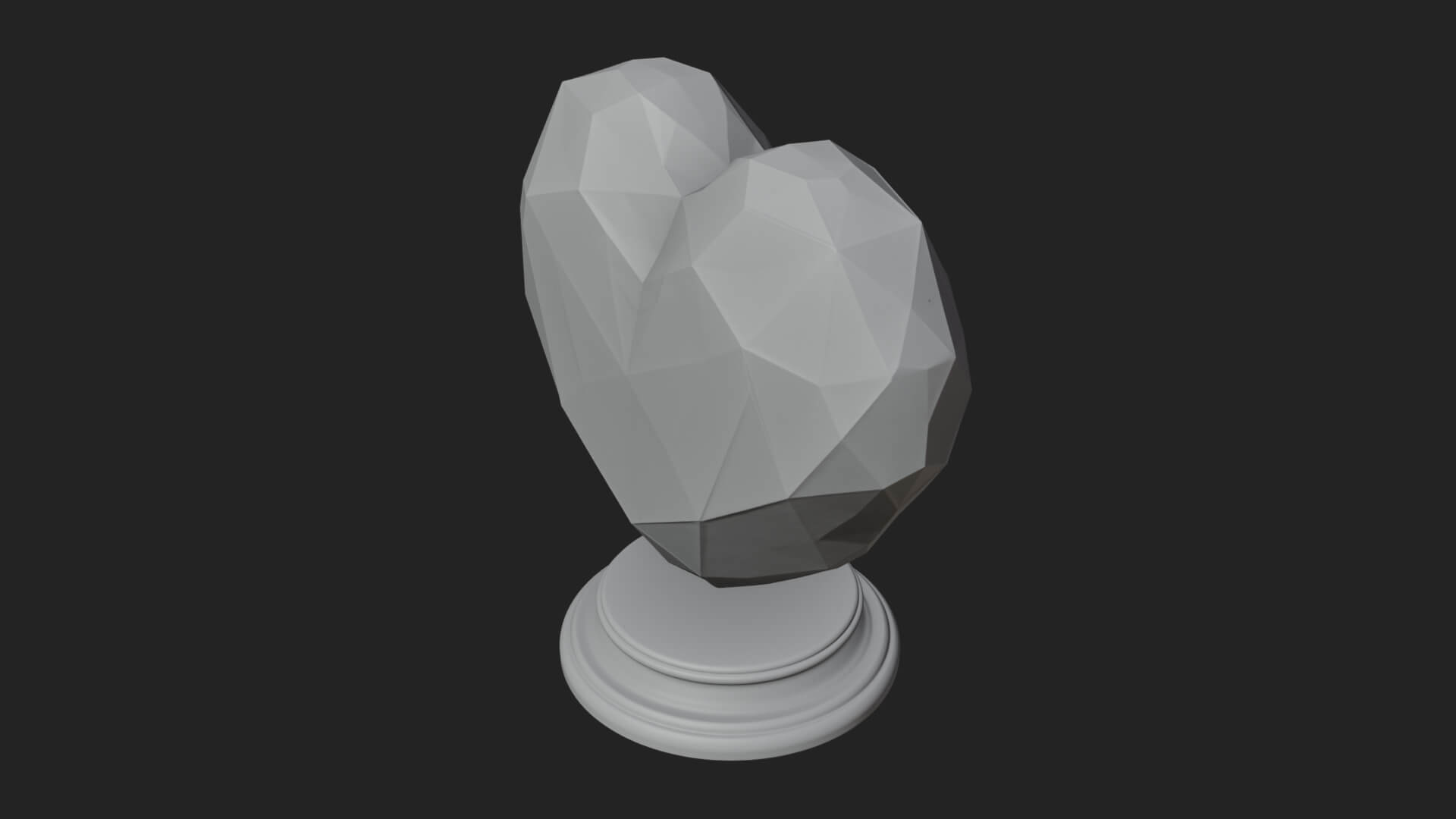 Faceted Crystal Heart Statue Design 1 3D Print Model 3D Model
