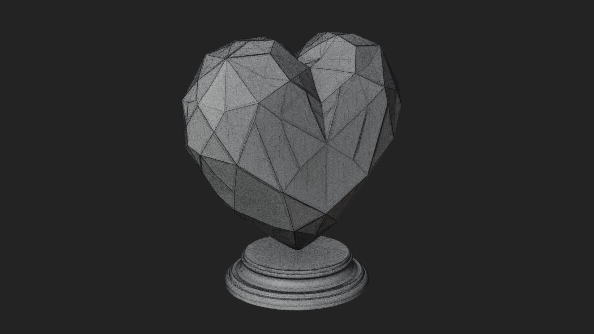 Faceted Crystal Heart Statue Design 1 3D Print Model 3D Model