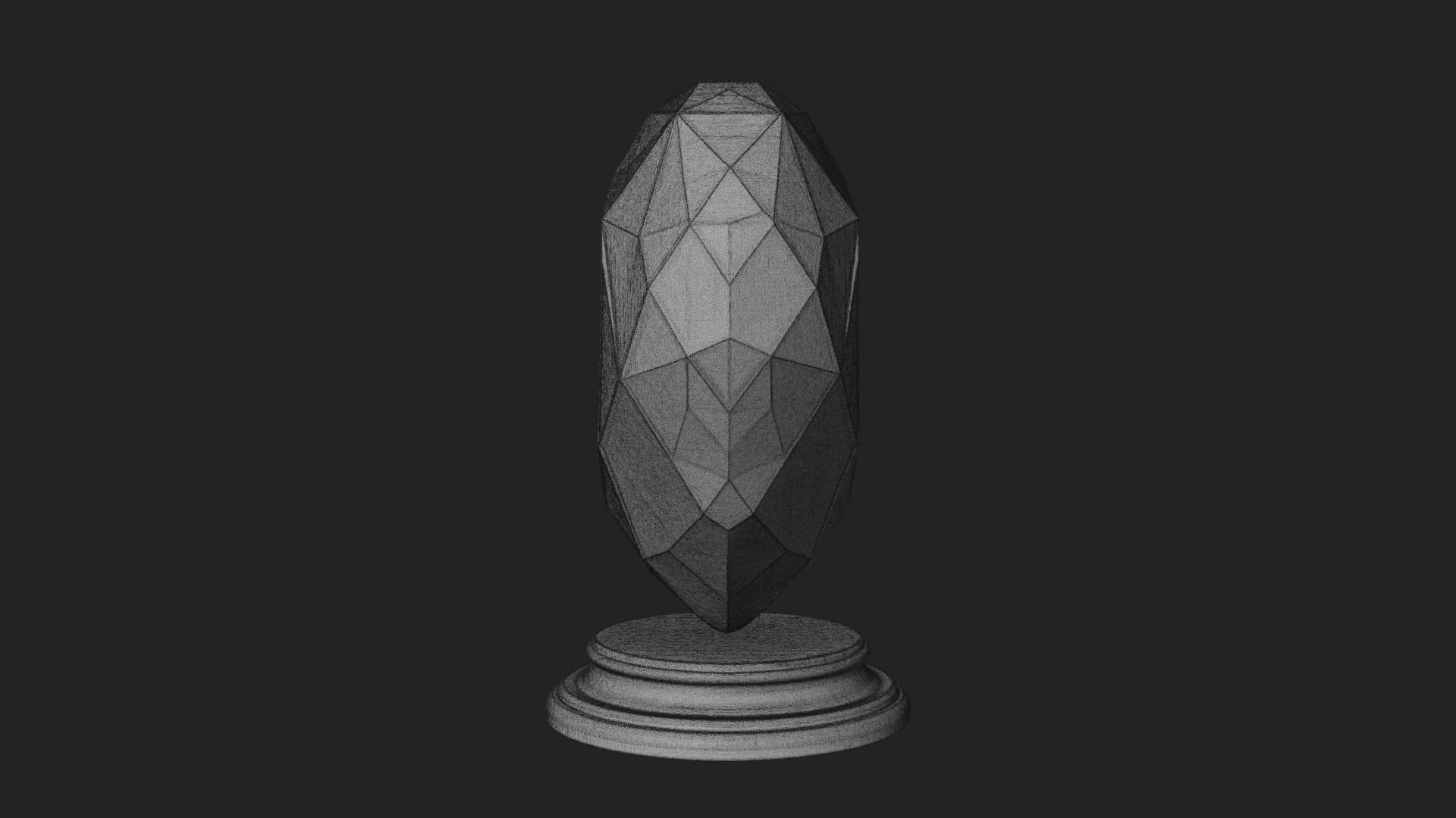 Faceted Crystal Heart Statue Design 1 3D Print Model 3D Model