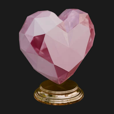 Faceted Crystal Heart Statue Design 1 3D Print Model