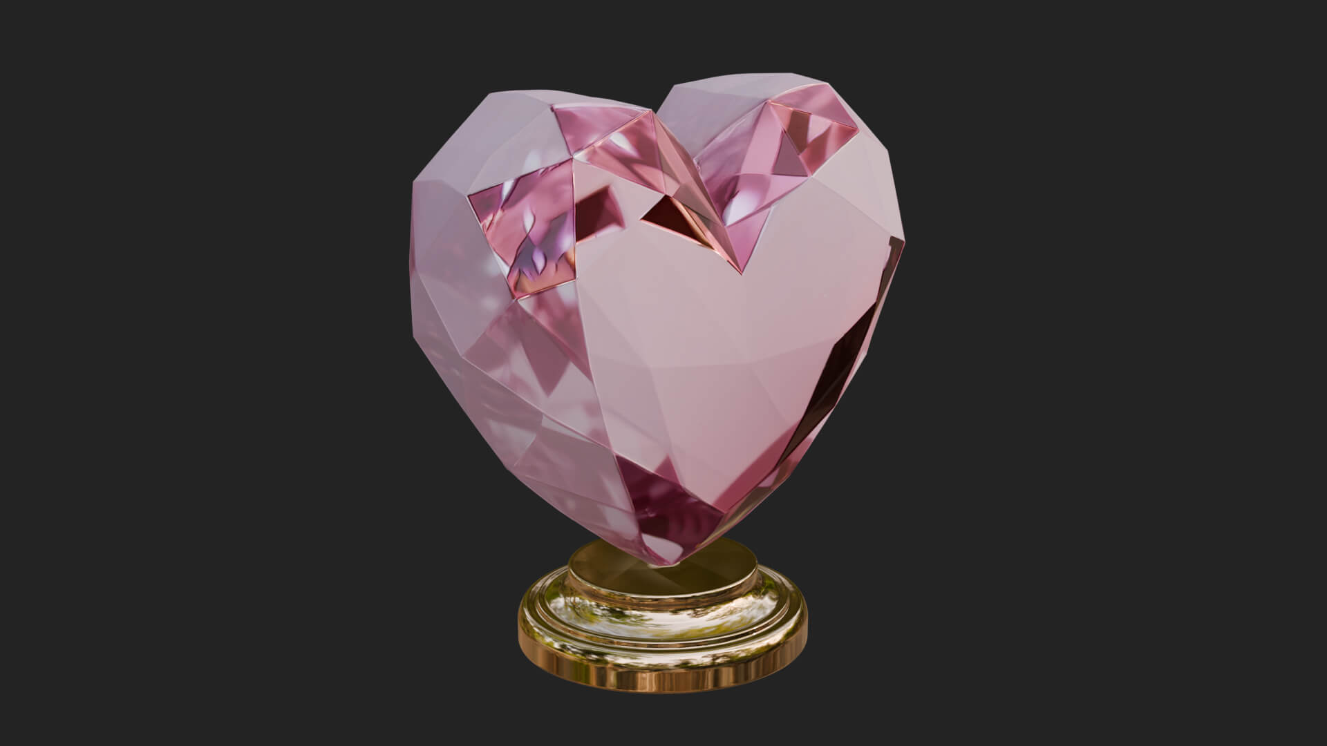 Faceted Crystal Heart Statue Design 2 3D Print Model 3D Model