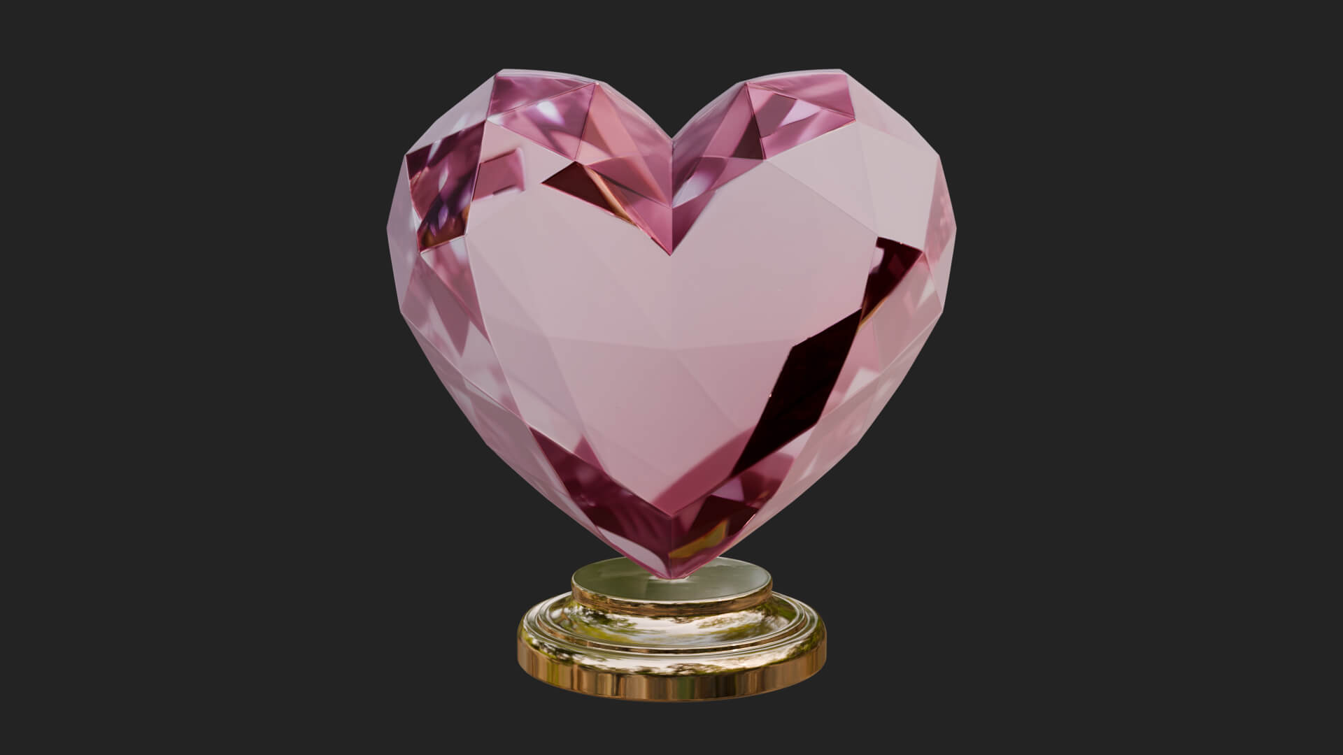 Faceted Crystal Heart Statue Design 2 3D Print Model 3D Model