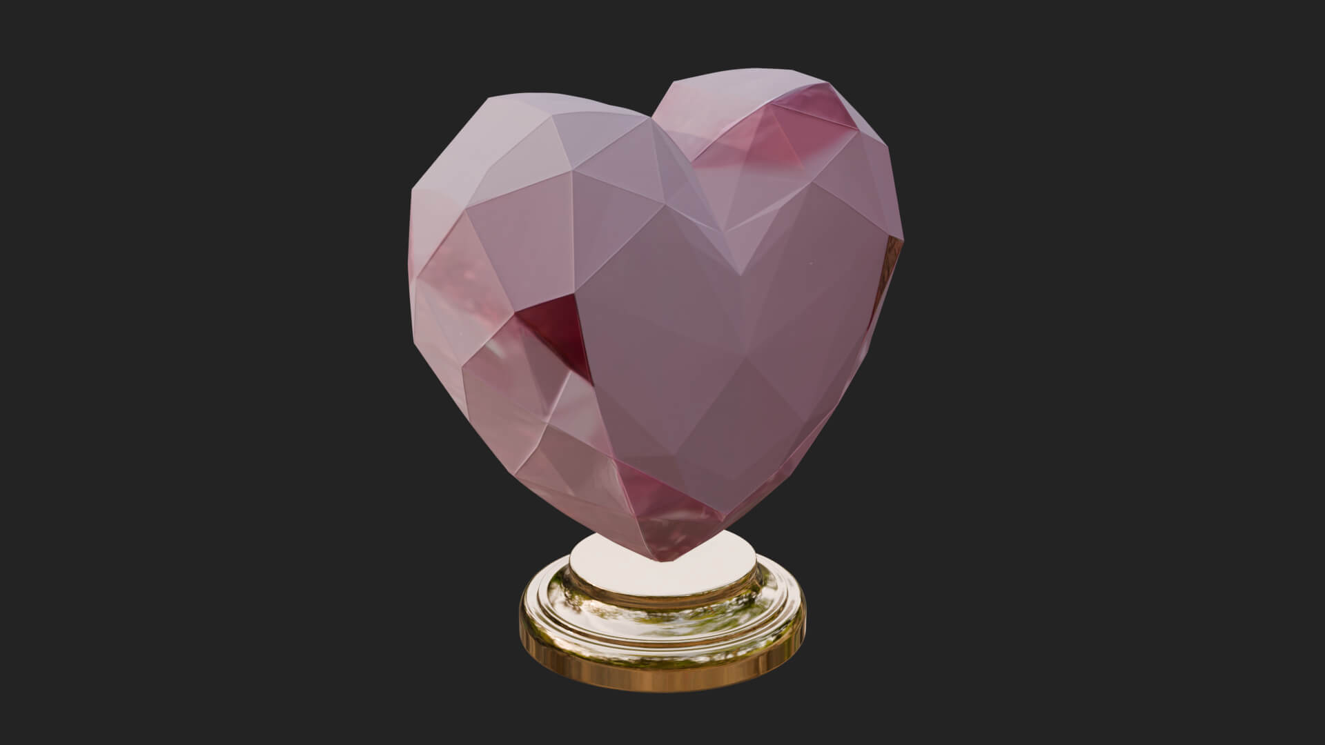 Faceted Crystal Heart Statue Design 2 3D Print Model 3D Model