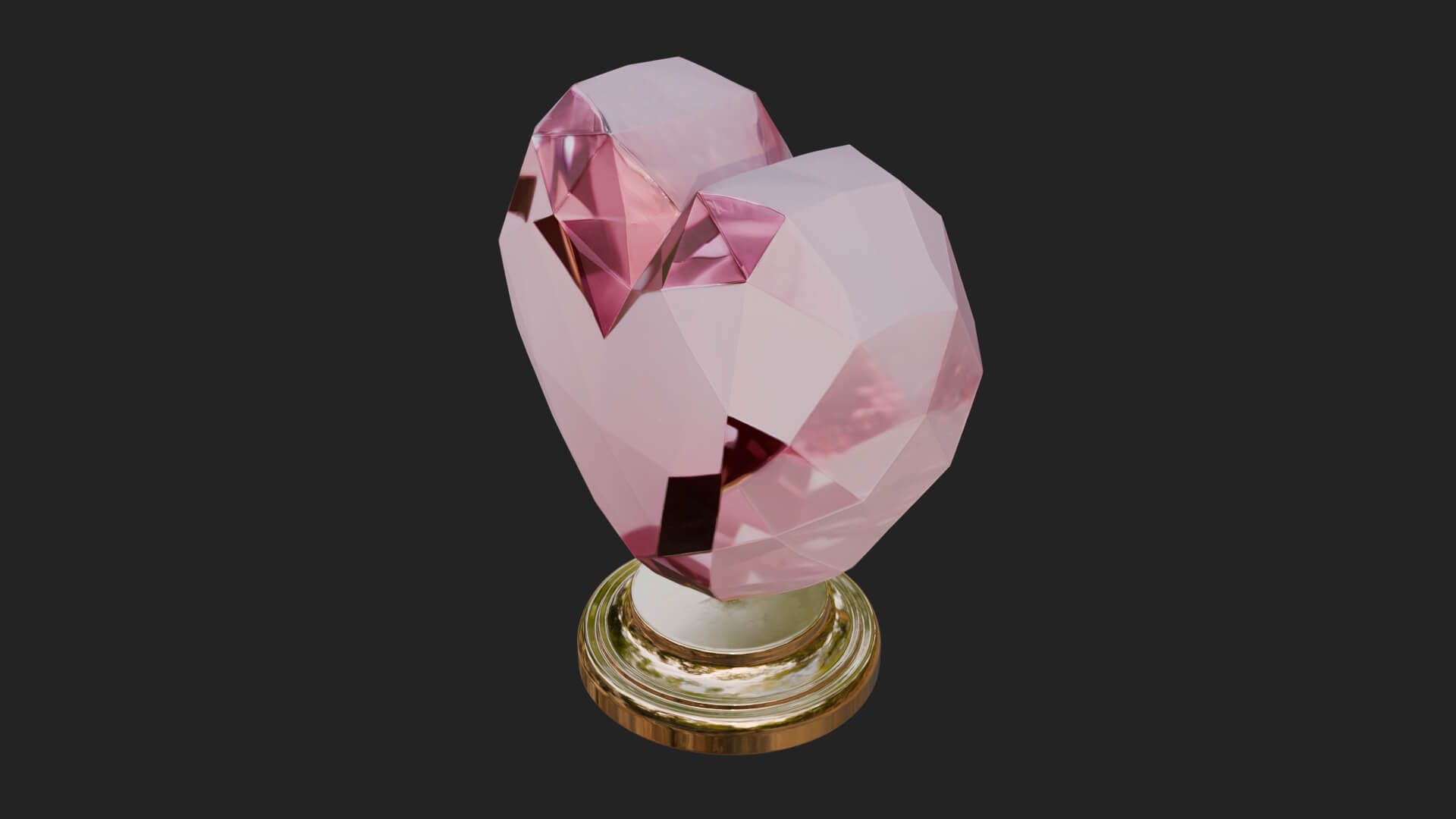 Faceted Crystal Heart Statue Design 2 3D Print Model 3D Model