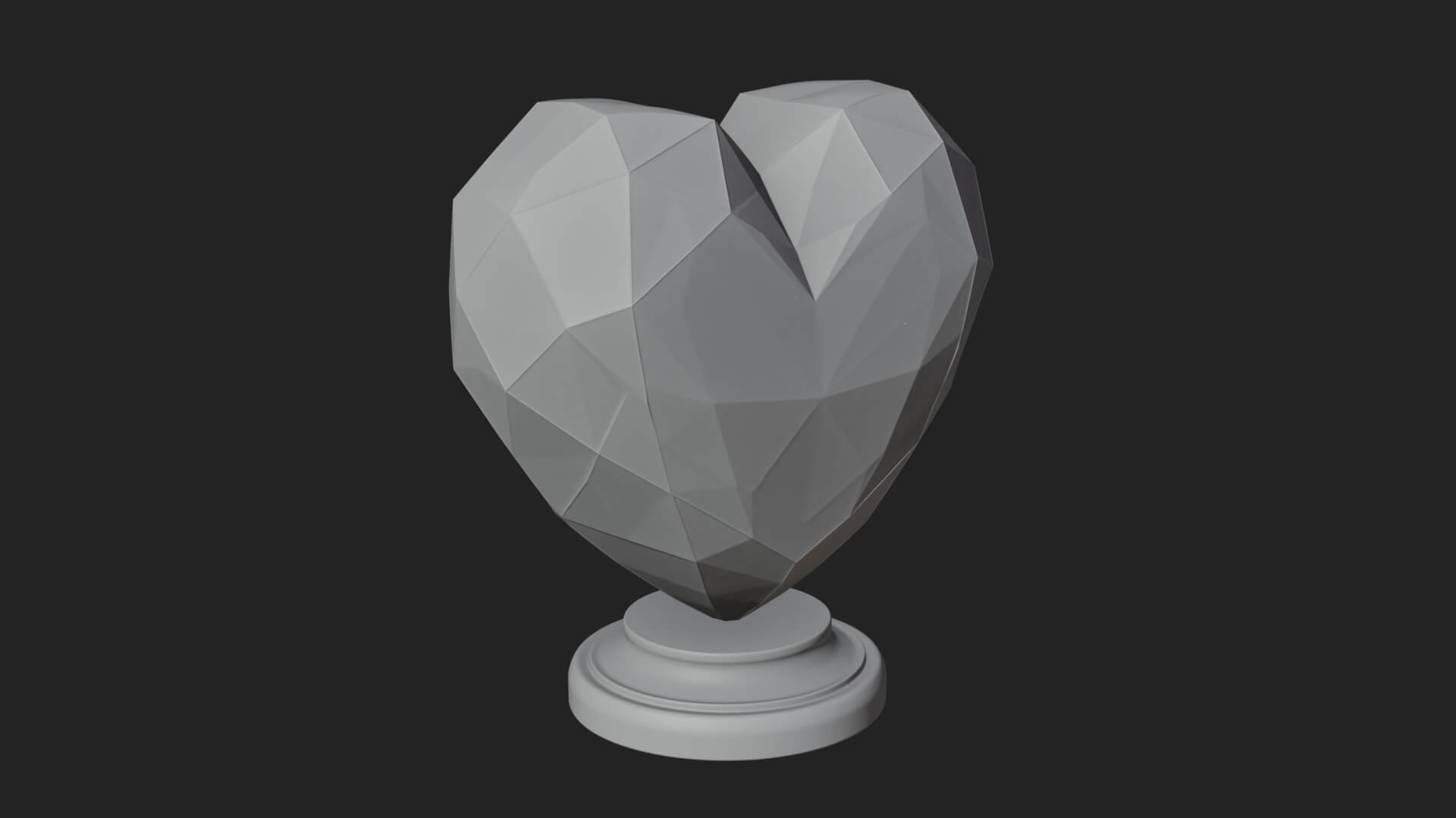 Faceted Crystal Heart Statue Design 2 3D Print Model 3D Model
