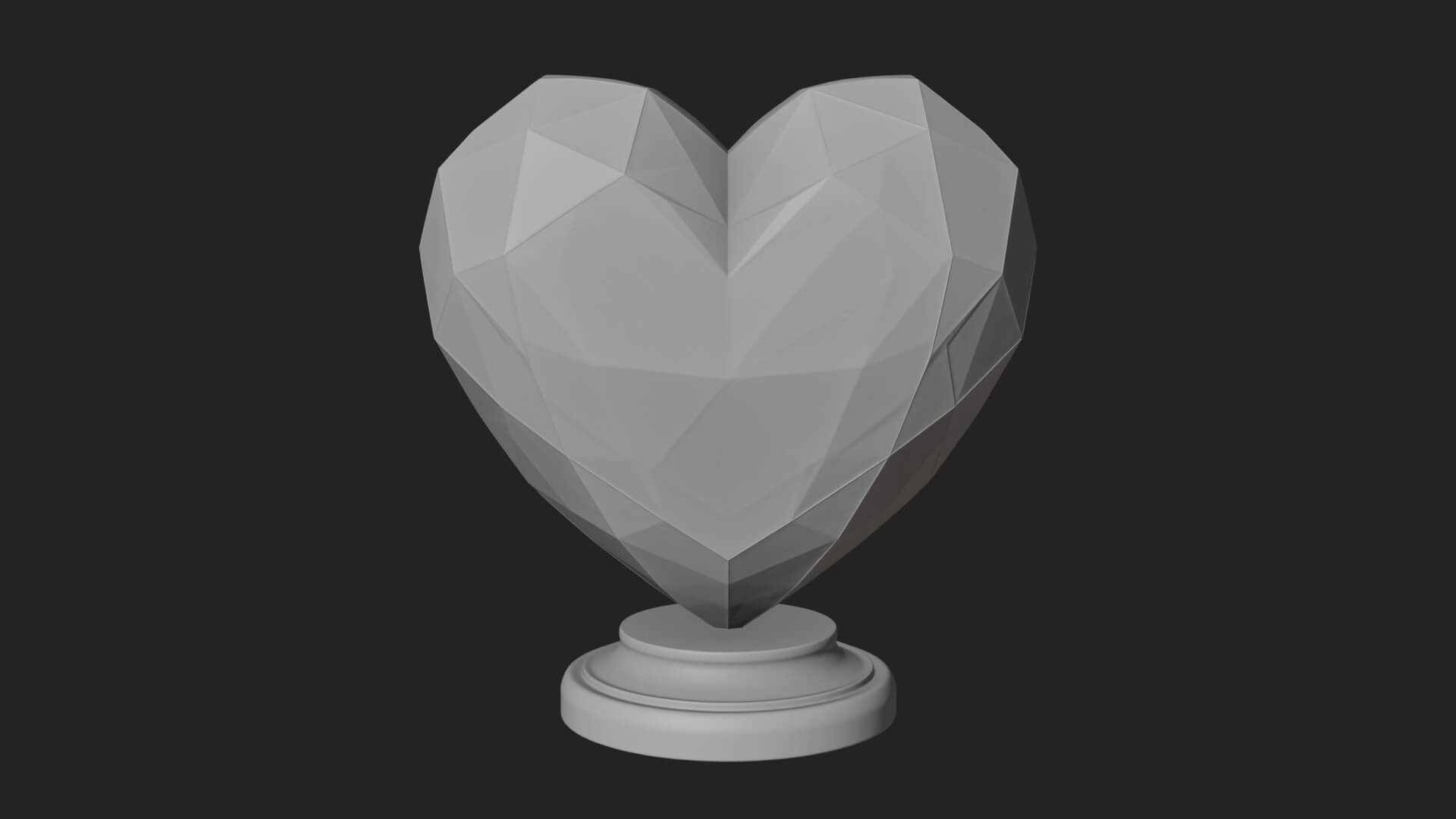Faceted Crystal Heart Statue Design 2 3D Print Model 3D Model