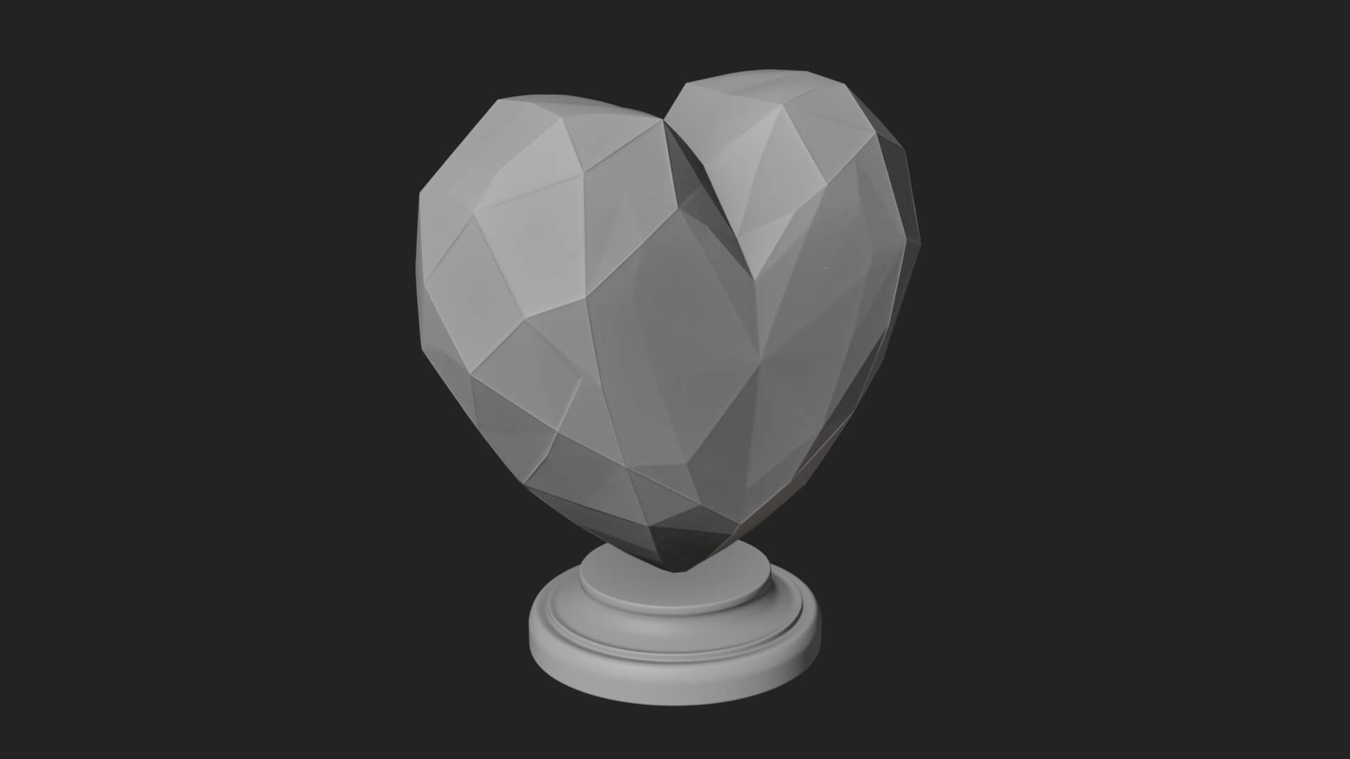 Faceted Crystal Heart Statue Design 2 3D Print Model 3D Model
