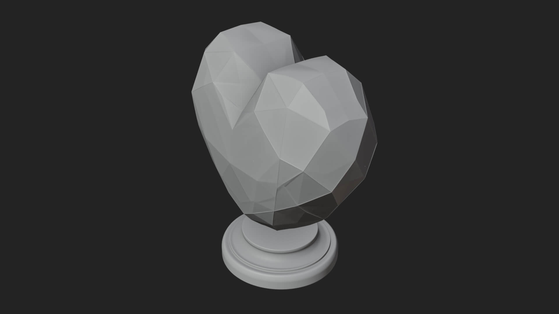 Faceted Crystal Heart Statue Design 2 3D Print Model 3D Model