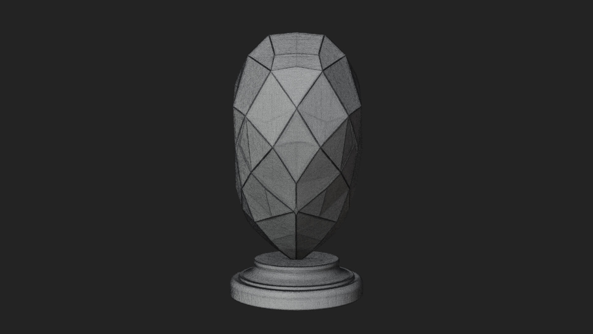 Faceted Crystal Heart Statue Design 2 3D Print Model 3D Model