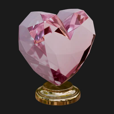 Faceted Crystal Heart Statue Design 2 3D Print Model