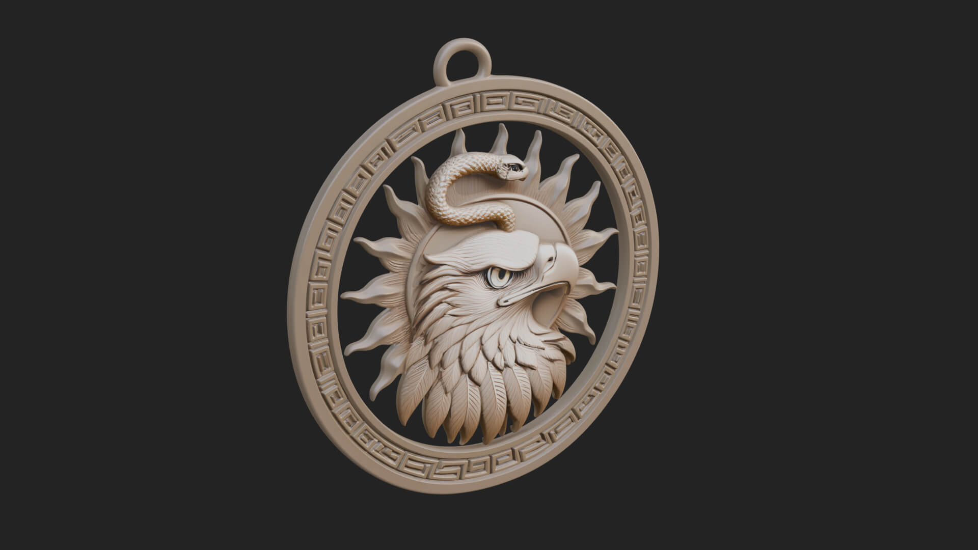 Falcon Head Oval Relief Plaque Design 1 3D Print Model 3D Model