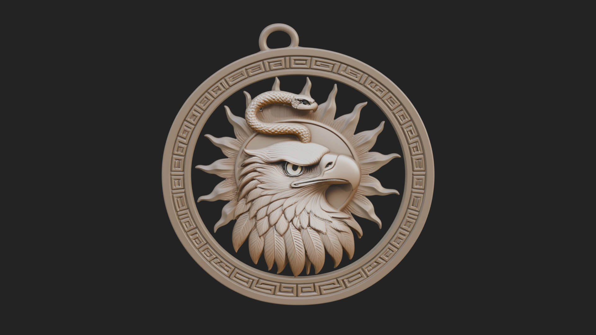 Falcon Head Oval Relief Plaque Design 1 3D Print Model 3D Model