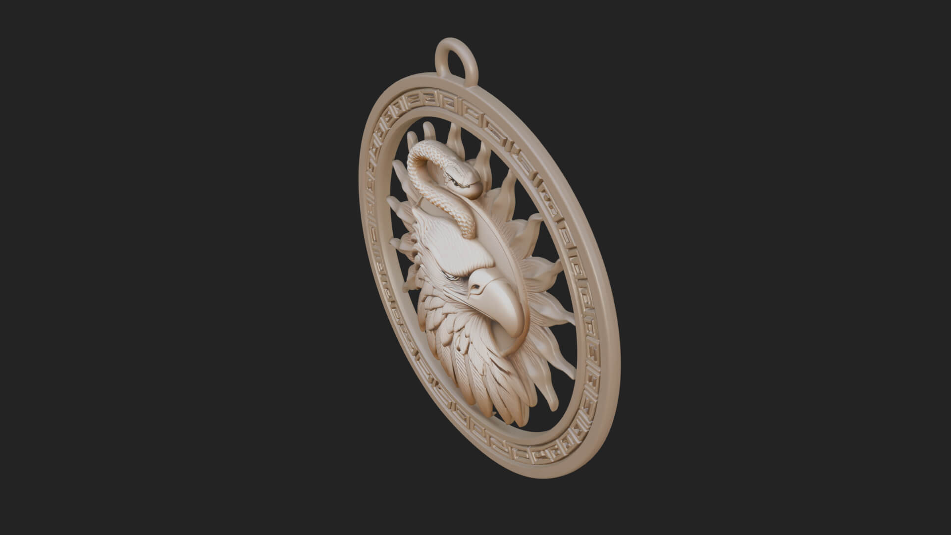 Falcon Head Oval Relief Plaque Design 1 3D Print Model 3D Model