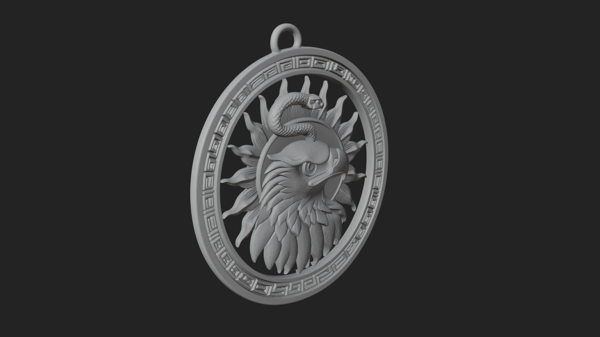 Falcon Head Oval Relief Plaque Design 1 3D Print Model 3D Model