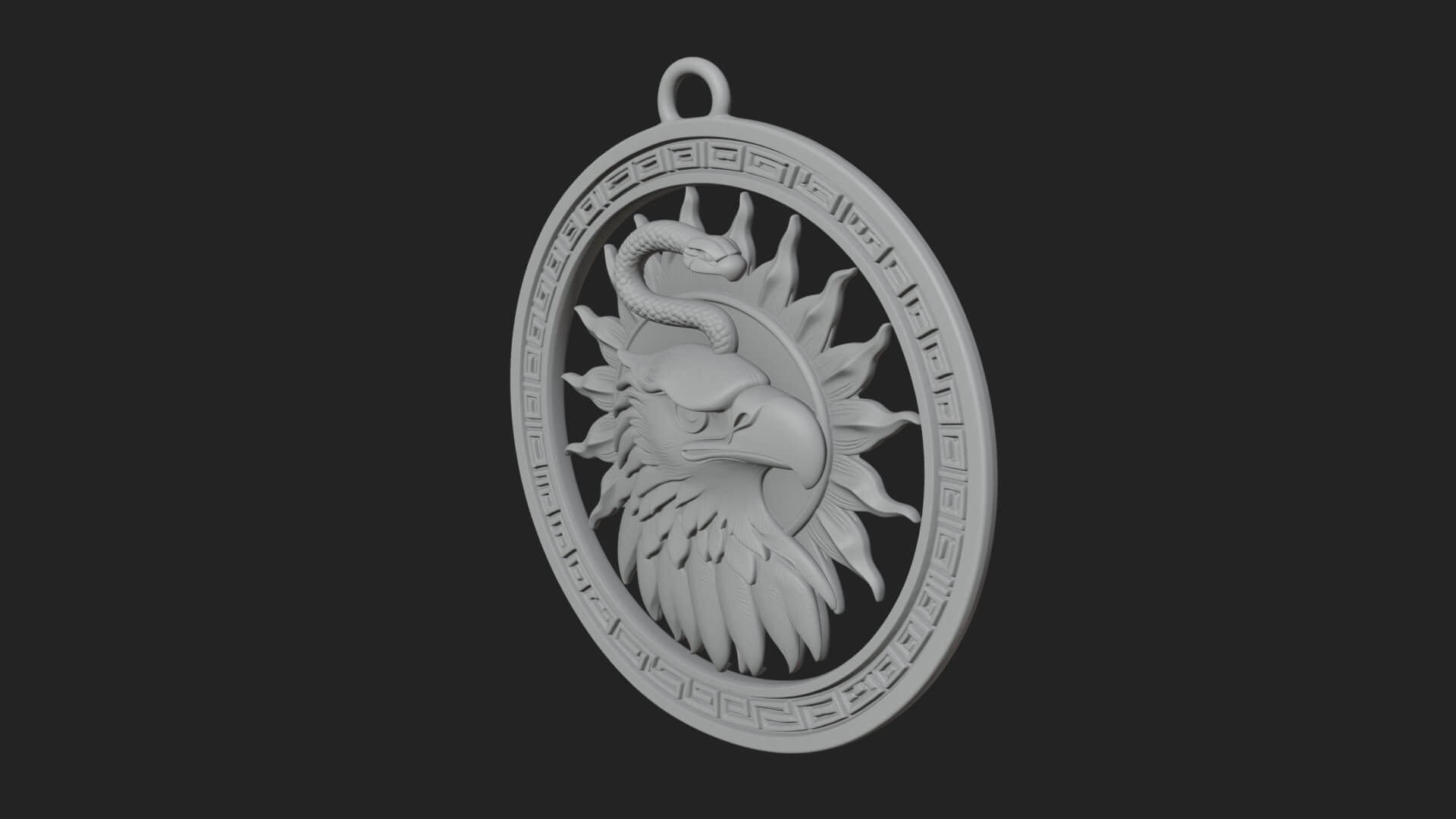 Falcon Head Oval Relief Plaque Design 1 3D Print Model 3D Model